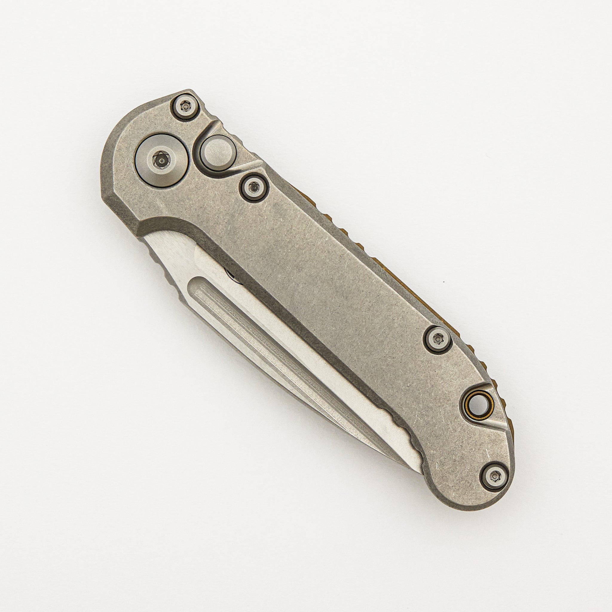 "Marfione Select" L.U.D.T. Clip Point Stonewash Finish Slab Side Titanium W/ Bronze Titanium Accent 1135-10MS7