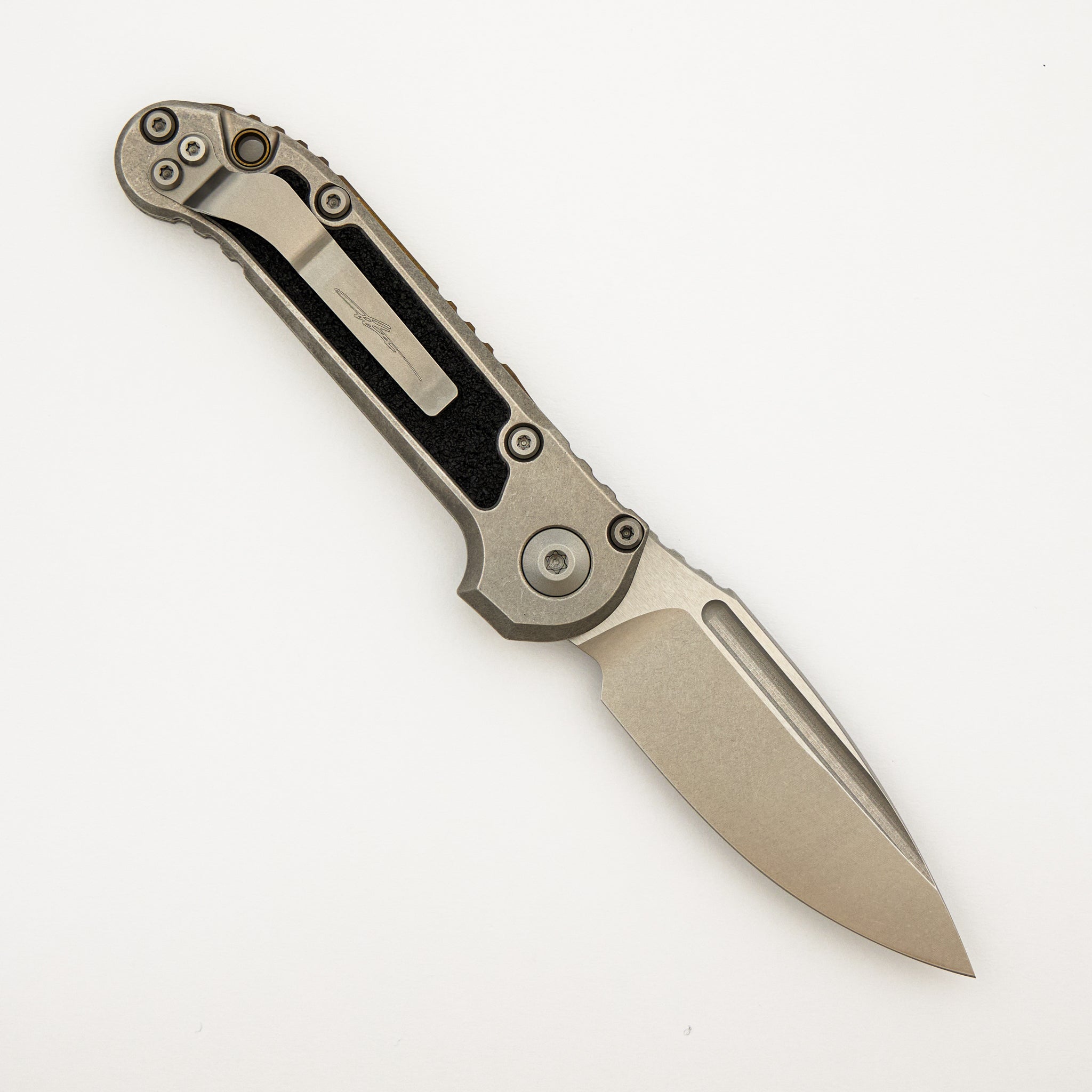 "Marfione Select" L.U.D.T. Clip Point Stonewash Finish Titanium W/ Textured Inlay and Bronze Titanium Accent 1135-10MS8