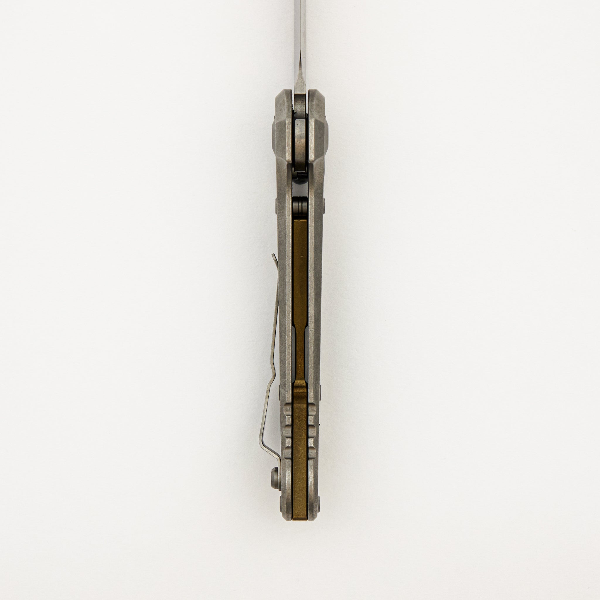 "Marfione Select" L.U.D.T. Clip Point Stonewash Finish Titanium W/ Textured Inlay and Bronze Titanium Accent 1135-10MS8