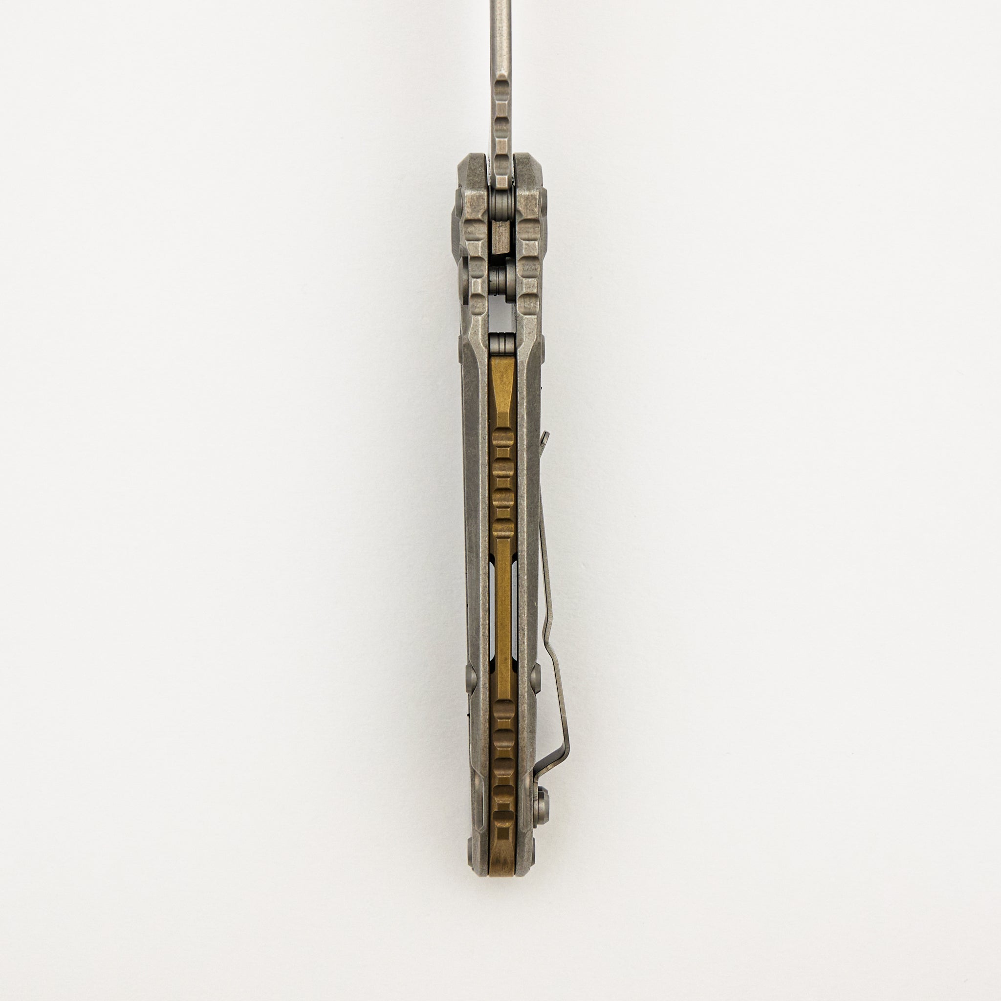 "Marfione Select" L.U.D.T. Clip Point Stonewash Finish Titanium W/ Textured Inlay and Bronze Titanium Accent 1135-10MS8