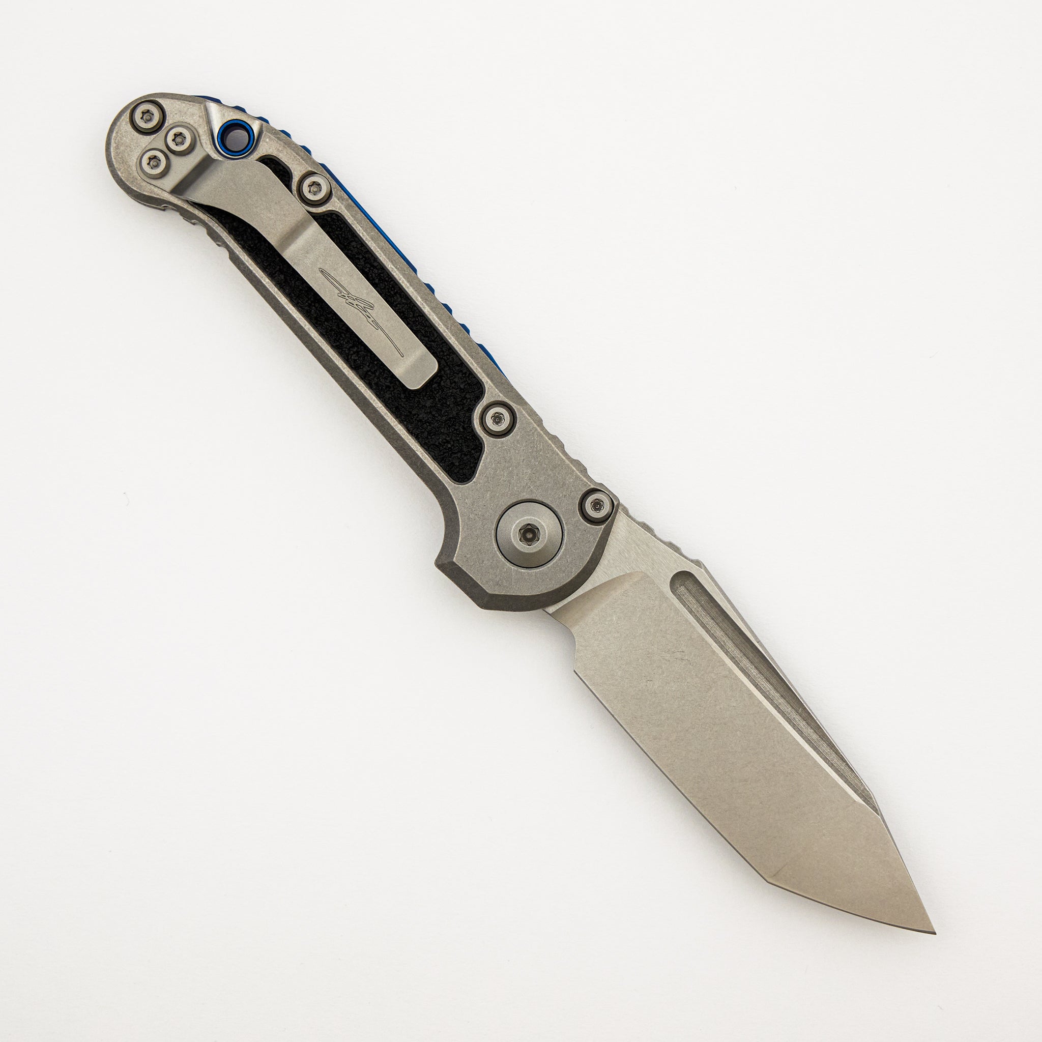 "Marfione Select" L.U.D.T. T/E Stonewash Finish Titanium W/ Textured Inlay and Blue Titanium Accent 1136-10MS4