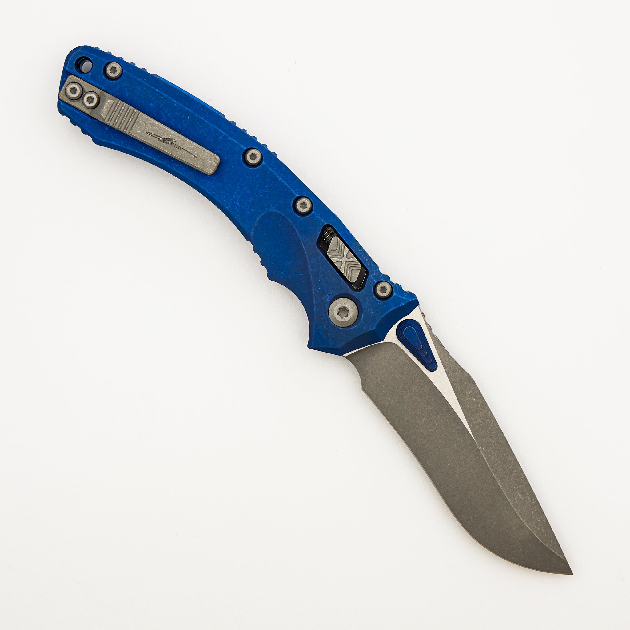 "Marfione Select" Amphibian - RAM-LOK Apocalyptic Finish Antique Blue Anodized Slab Side Titanium W/ Blue Accent 137RL-10APMS2
