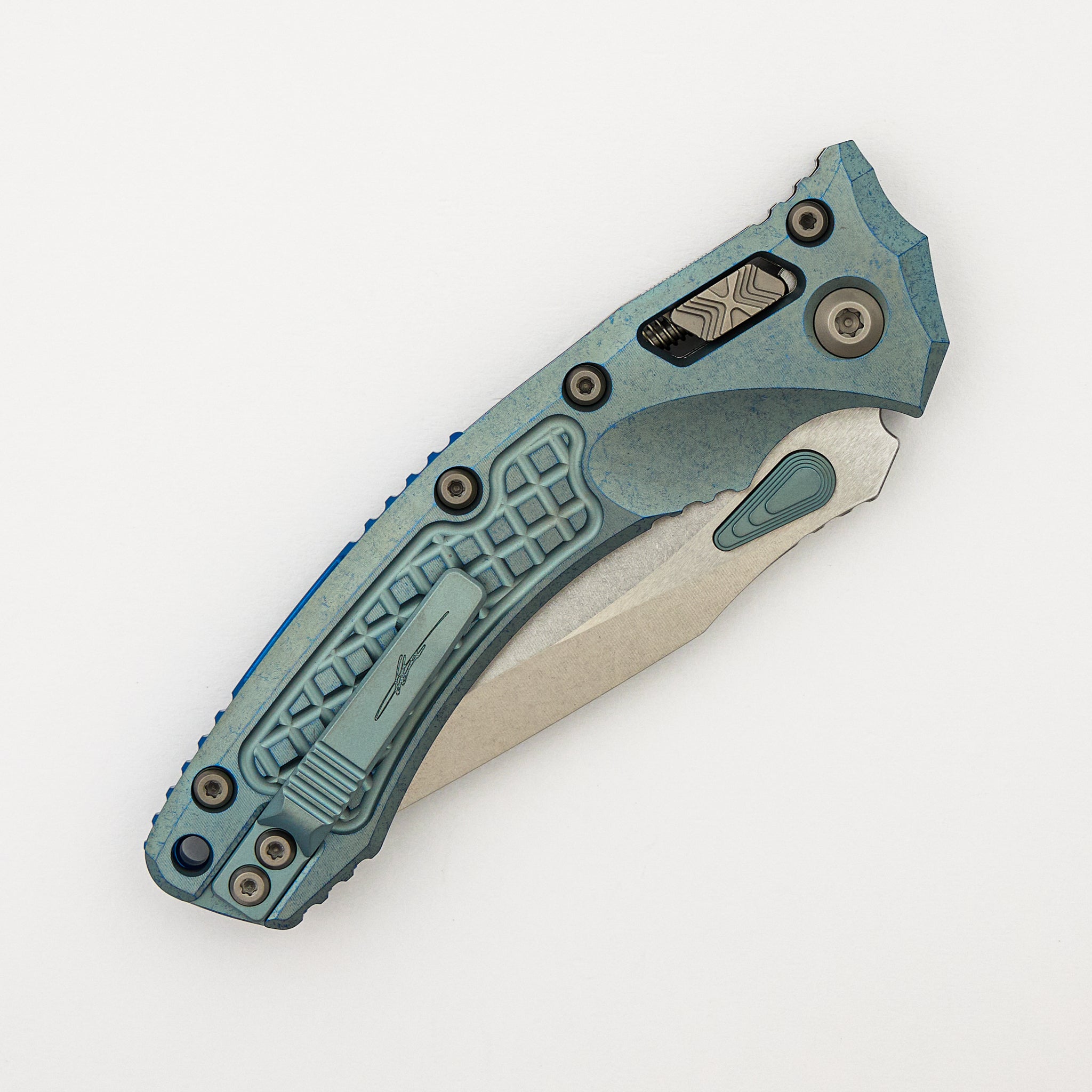 "Marfione Select" Amphibian - RAM-LOK Stonewash Finish Ice Blue Anodized Frag Pattern Titanium w/ Blue Titanium Accent 137RL-10FRMS6