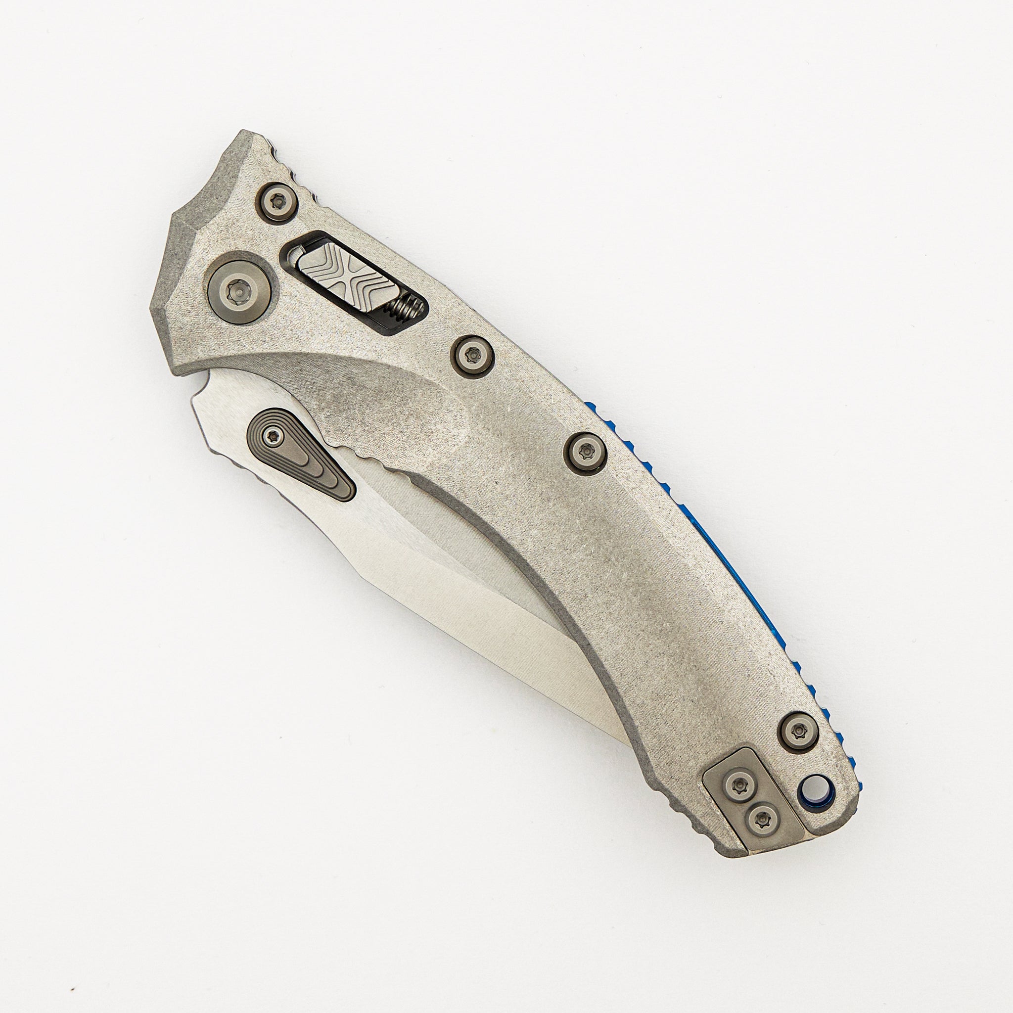 "Marfione Select" Amphibian - RAM-LOK Stonewash Finish Slab Side Titanium W/ Blue Titanium Accent 137RL-10MS2