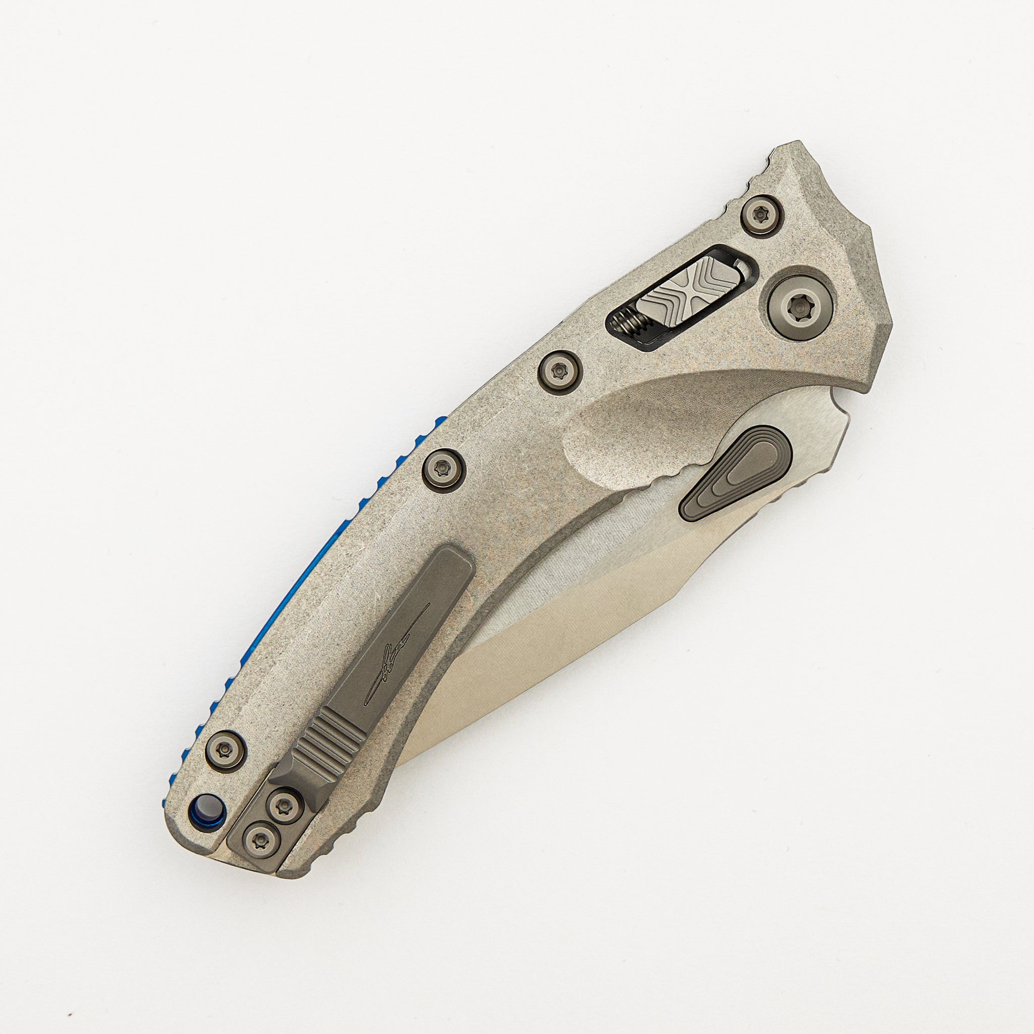 "Marfione Select" Amphibian - RAM-LOK Stonewash Finish Slab Side Titanium W/ Blue Titanium Accent 137RL-10MS2