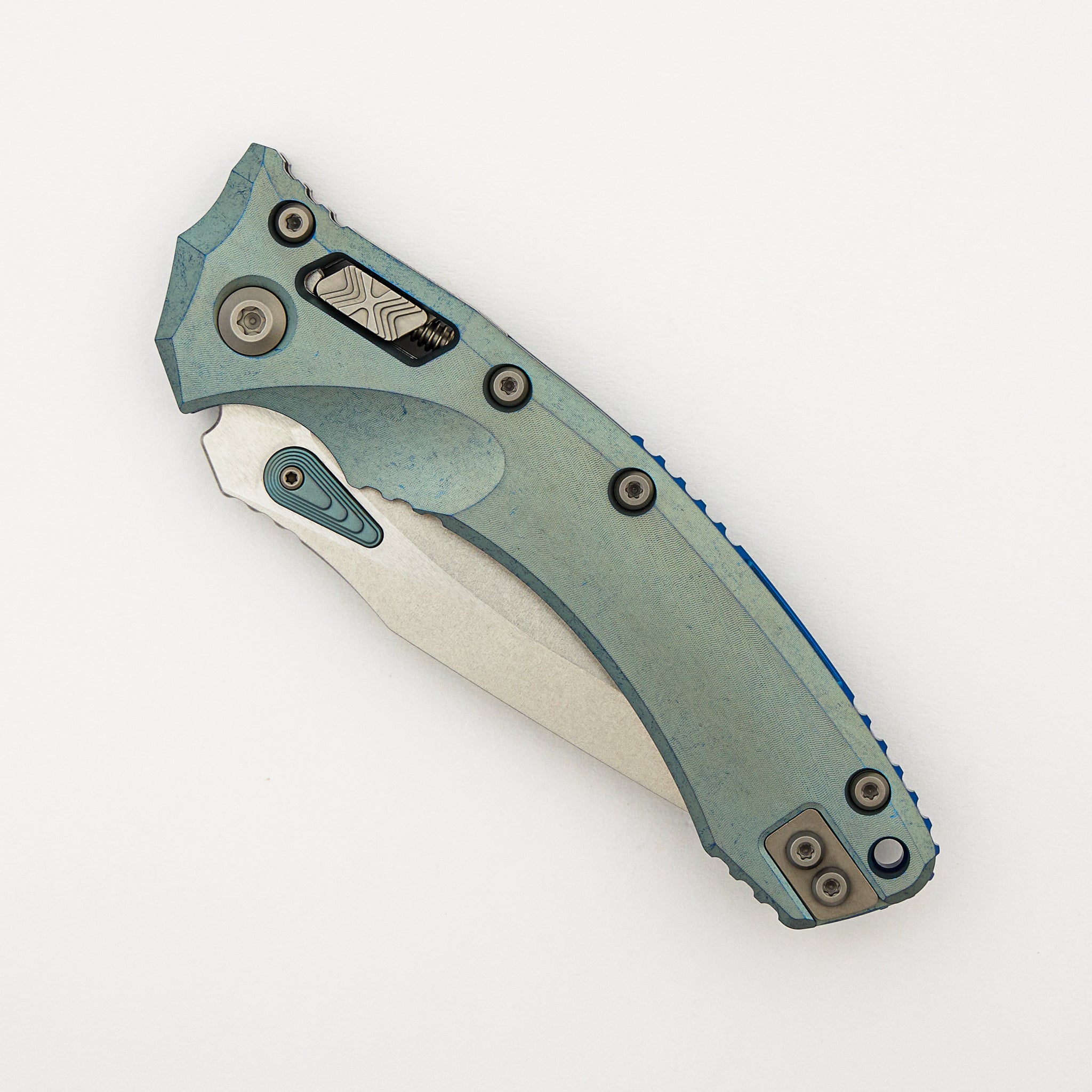 "Marfione Select" Amphibian - RAM-LOK Stonewash Finish Ice Blue Anodized Slab Side Titanium W/ Blue Titanium Accent 137RL-10MS6