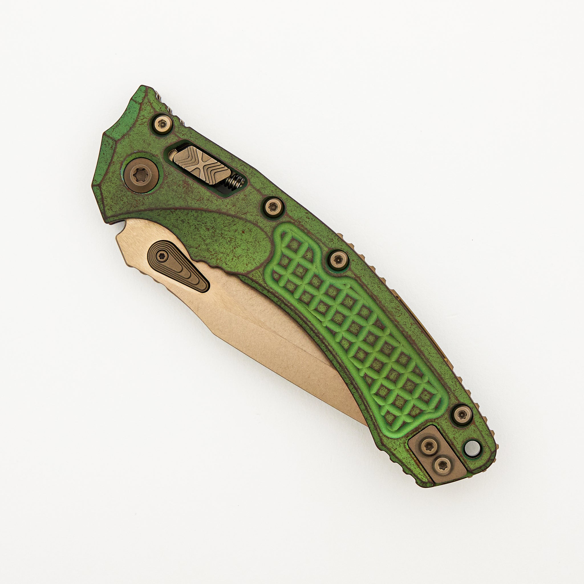 "Marfione Select" Amphibian - RAM-LOK Bronzed Stonewash Finish Antique Green Anodized Frag Pattern Titanium W/ Bronze Accent 137RL-13FRMS1