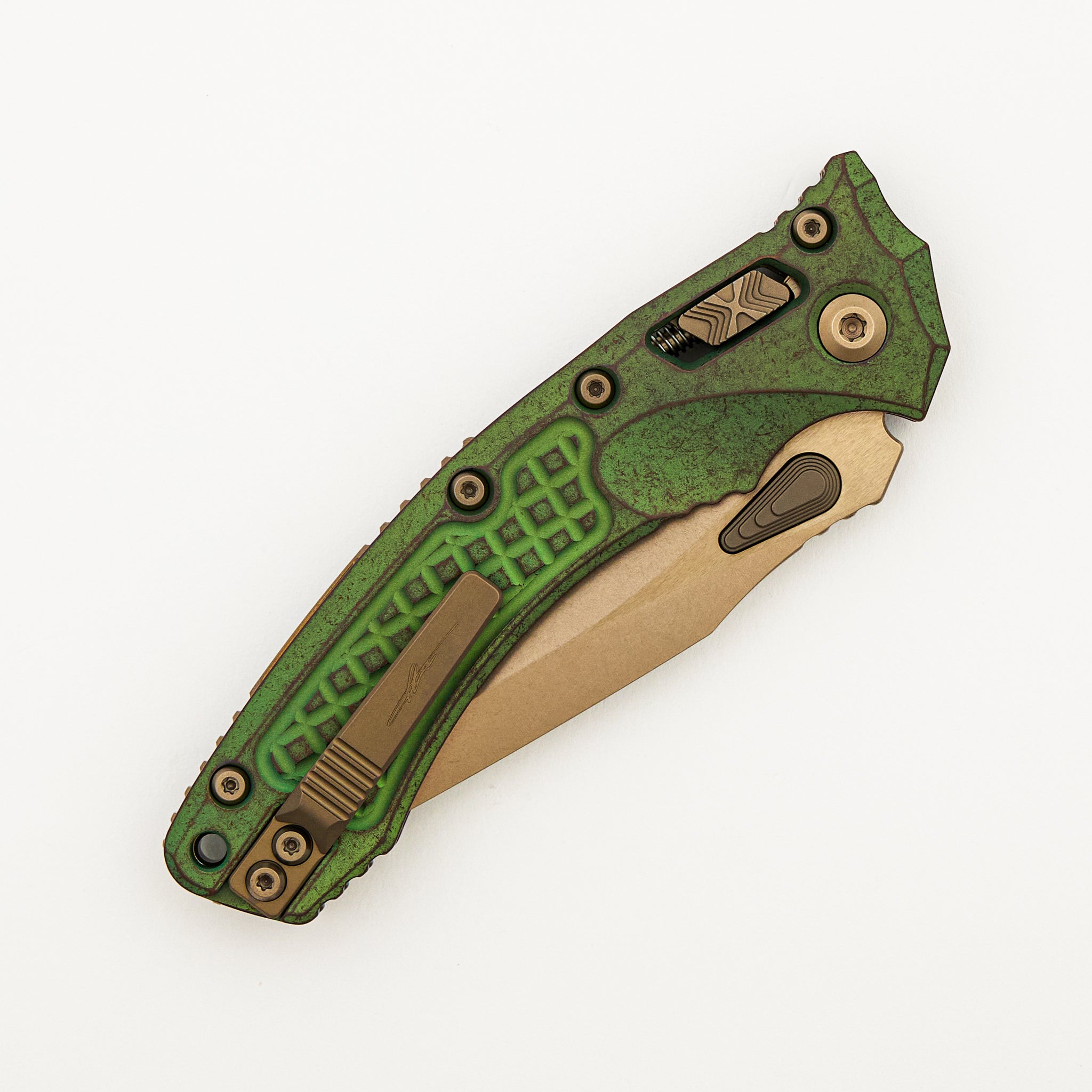"Marfione Select" Amphibian - RAM-LOK Bronzed Stonewash Finish Antique Green Anodized Frag Pattern Titanium W/ Bronze Accent 137RL-13FRMS1