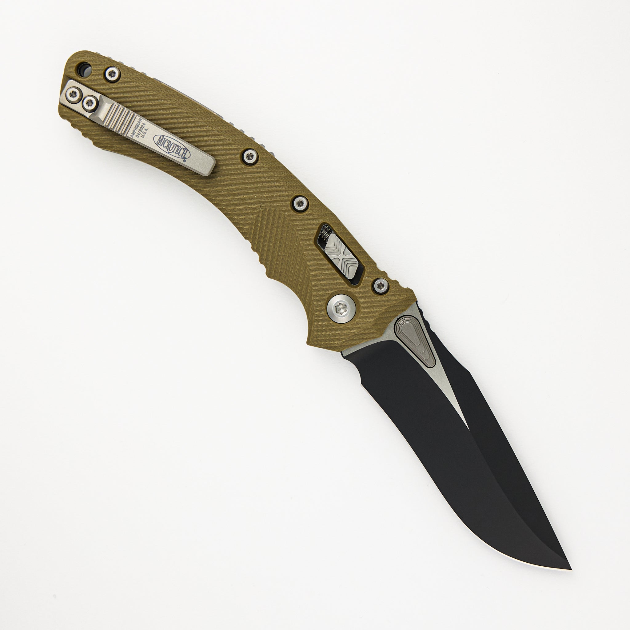 Microtech Amphibian - RAM-LOK Black Drop Point Fluted OD Green G10 137RL-1FLGTOD