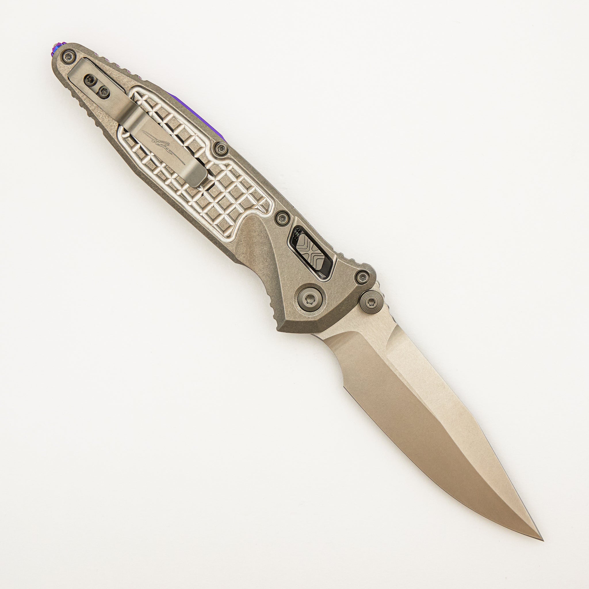 "Marfione Select" Socom RAM-LOK Spear Point Stonewash Finish Frag Pattern Titanium w/ Purple Titanium Accents 160RL-10FRMS4
