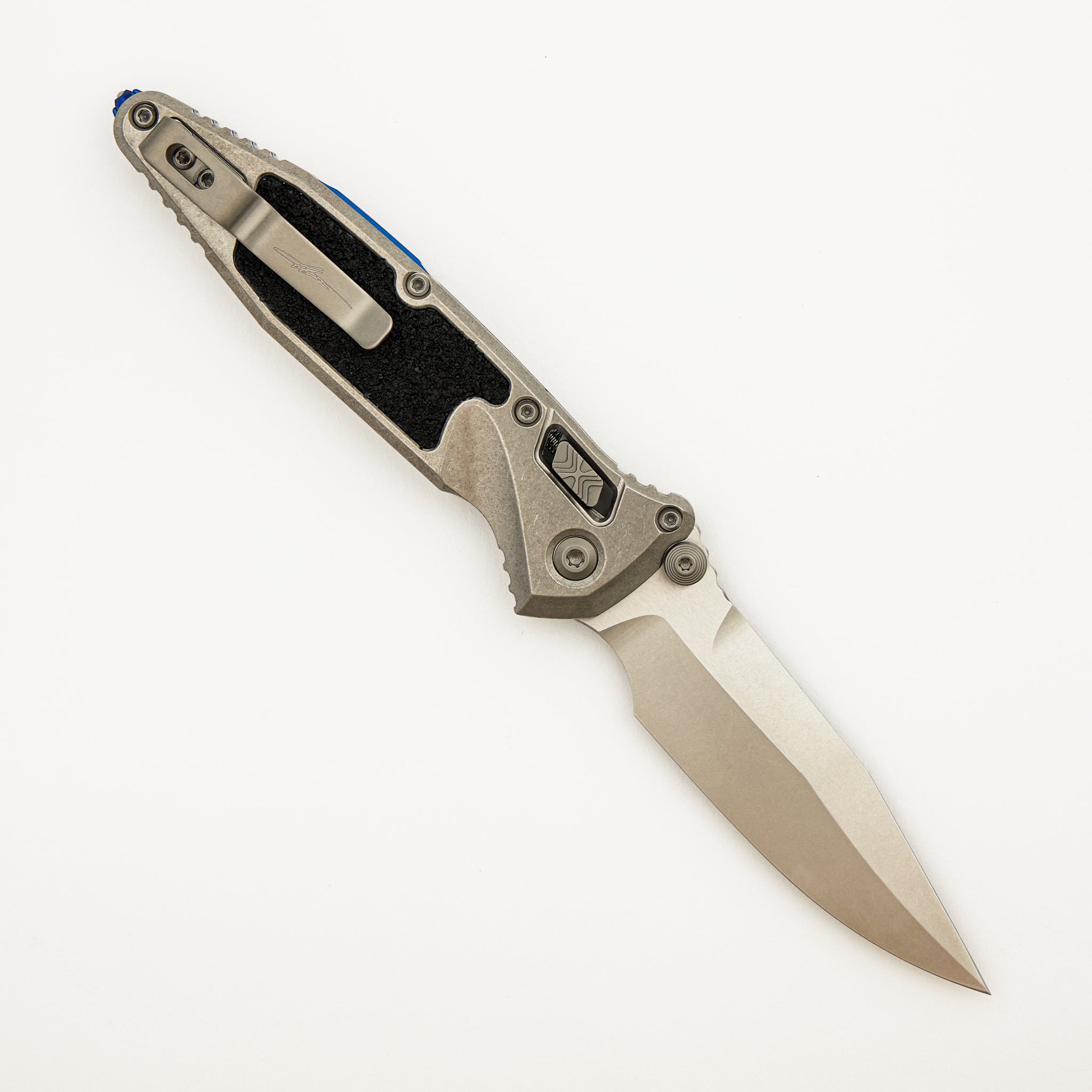 "Marfione Select" Socom RAM-LOK Spear Point Stonewash Finish Titanium W/ Textured Inlay & Blue Accents 160RL-10SMS3
