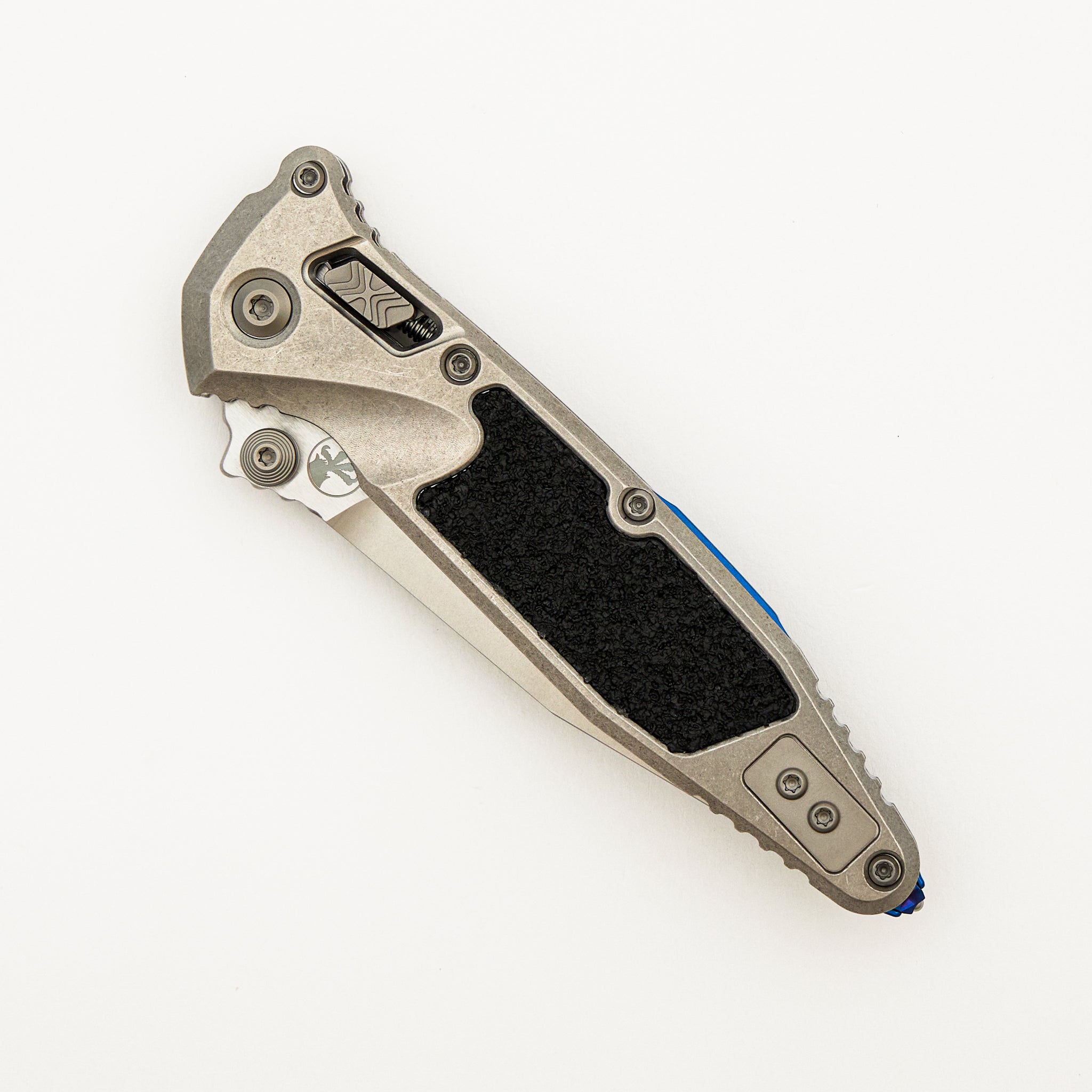 "Marfione Select" Socom RAM-LOK Spear Point Stonewash Finish Titanium W/ Textured Inlay & Blue Accents 160RL-10SMS3