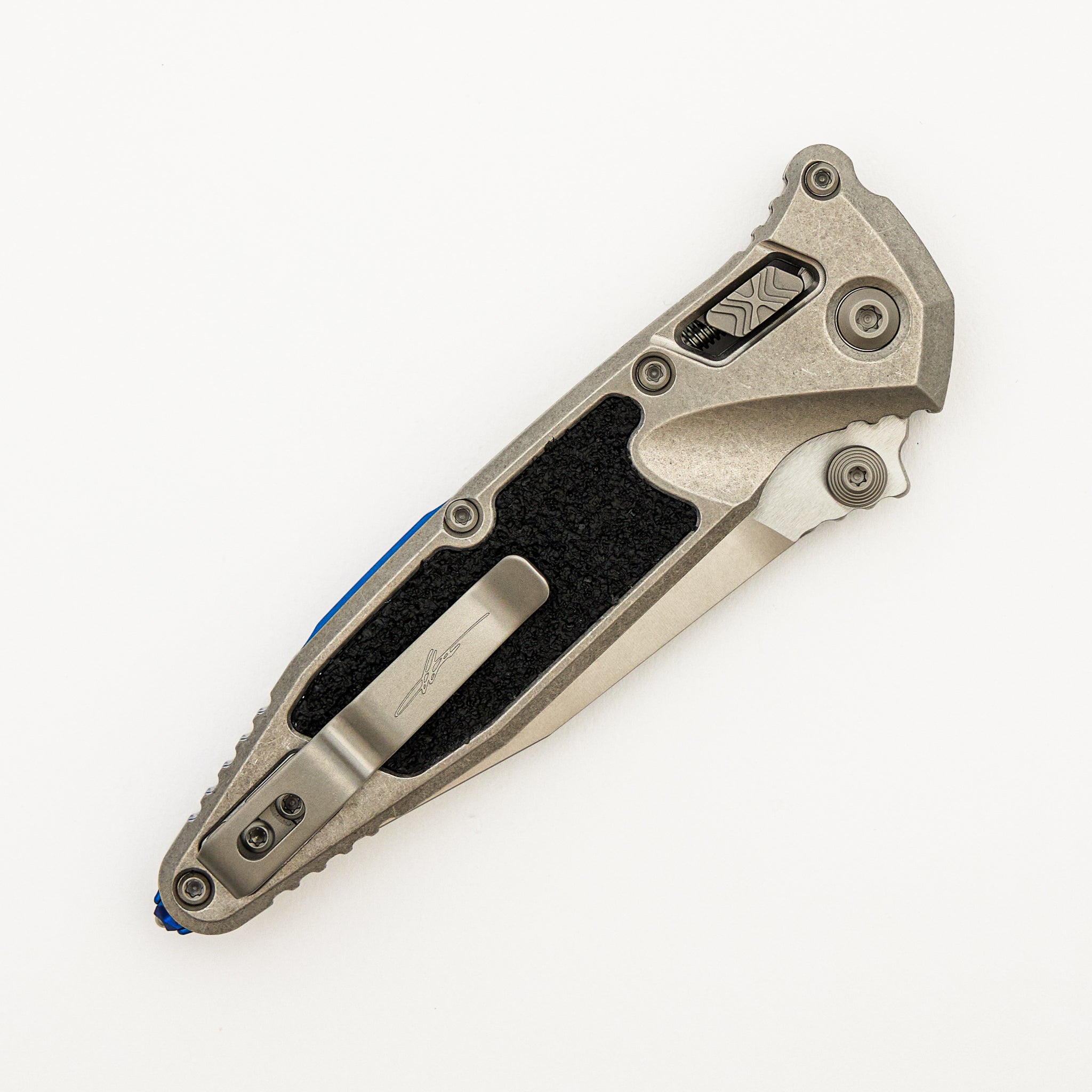 "Marfione Select" Socom RAM-LOK Spear Point Stonewash Finish Titanium W/ Textured Inlay & Blue Accents 160RL-10SMS3