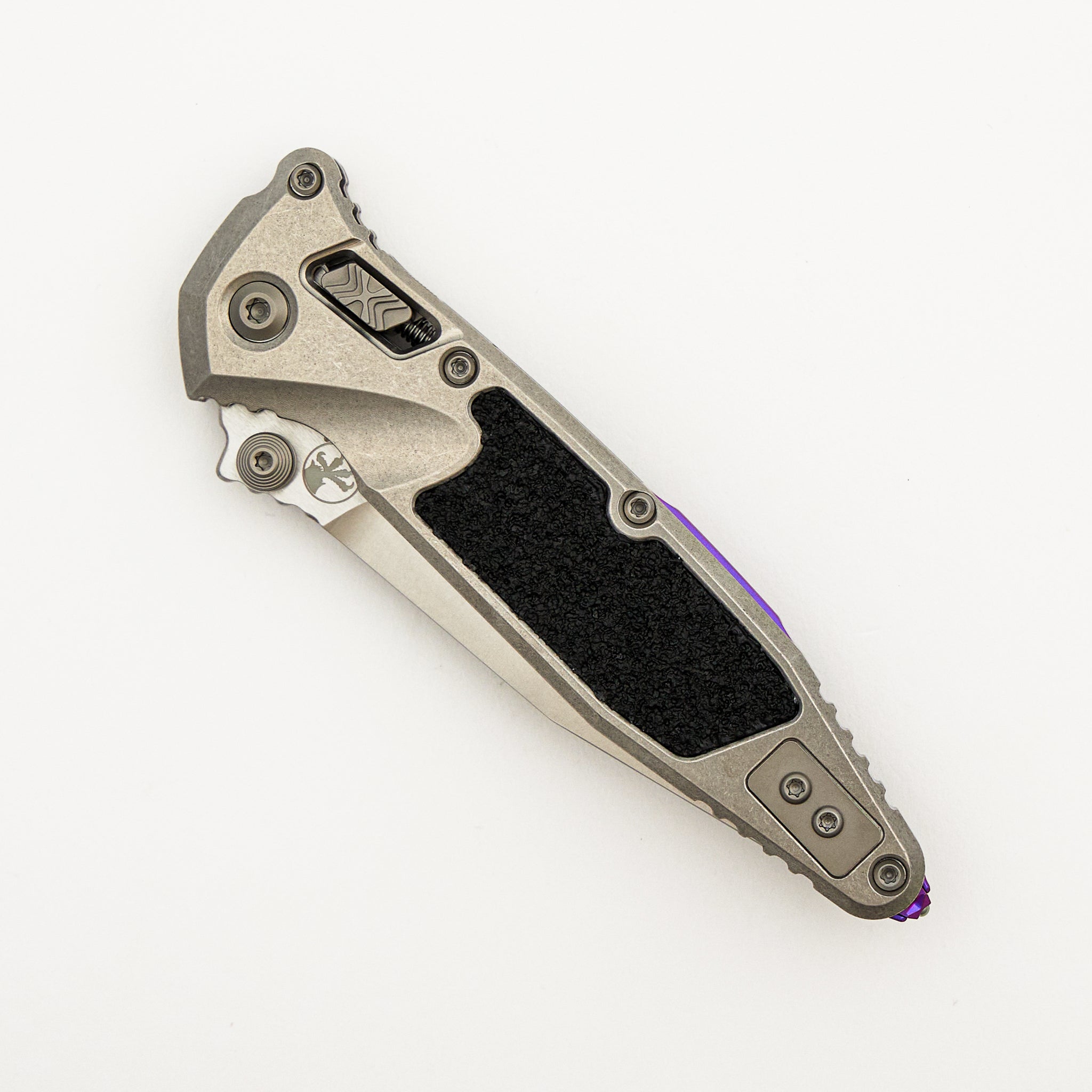 "Marfione Select" Socom RAM-LOK Spear Point Stonewash Finish Titanium W/ Textured Inlay & Purple Accents 160RL-10SMS4