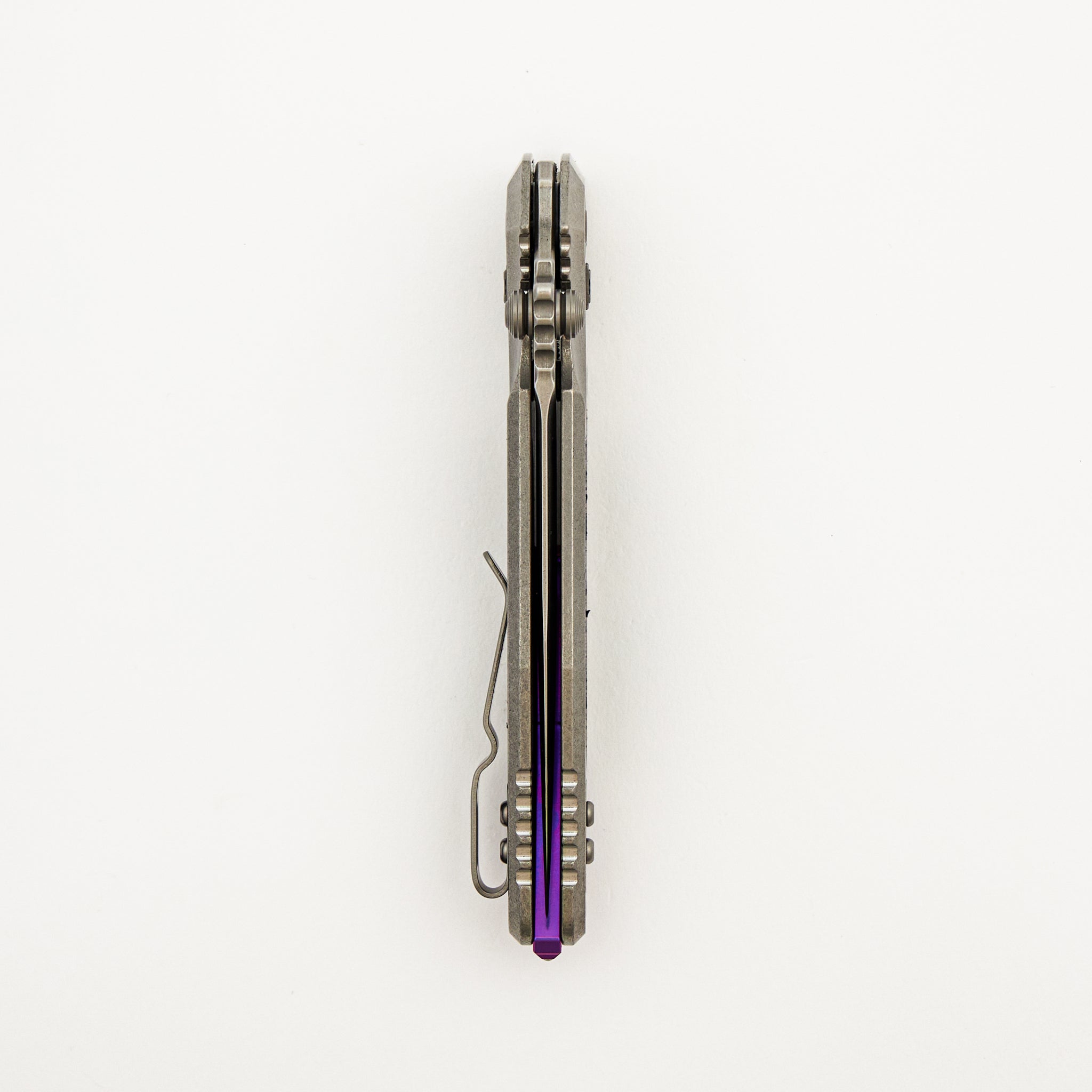 "Marfione Select" Socom RAM-LOK Spear Point Stonewash Finish Titanium W/ Textured Inlay & Purple Accents 160RL-10SMS4
