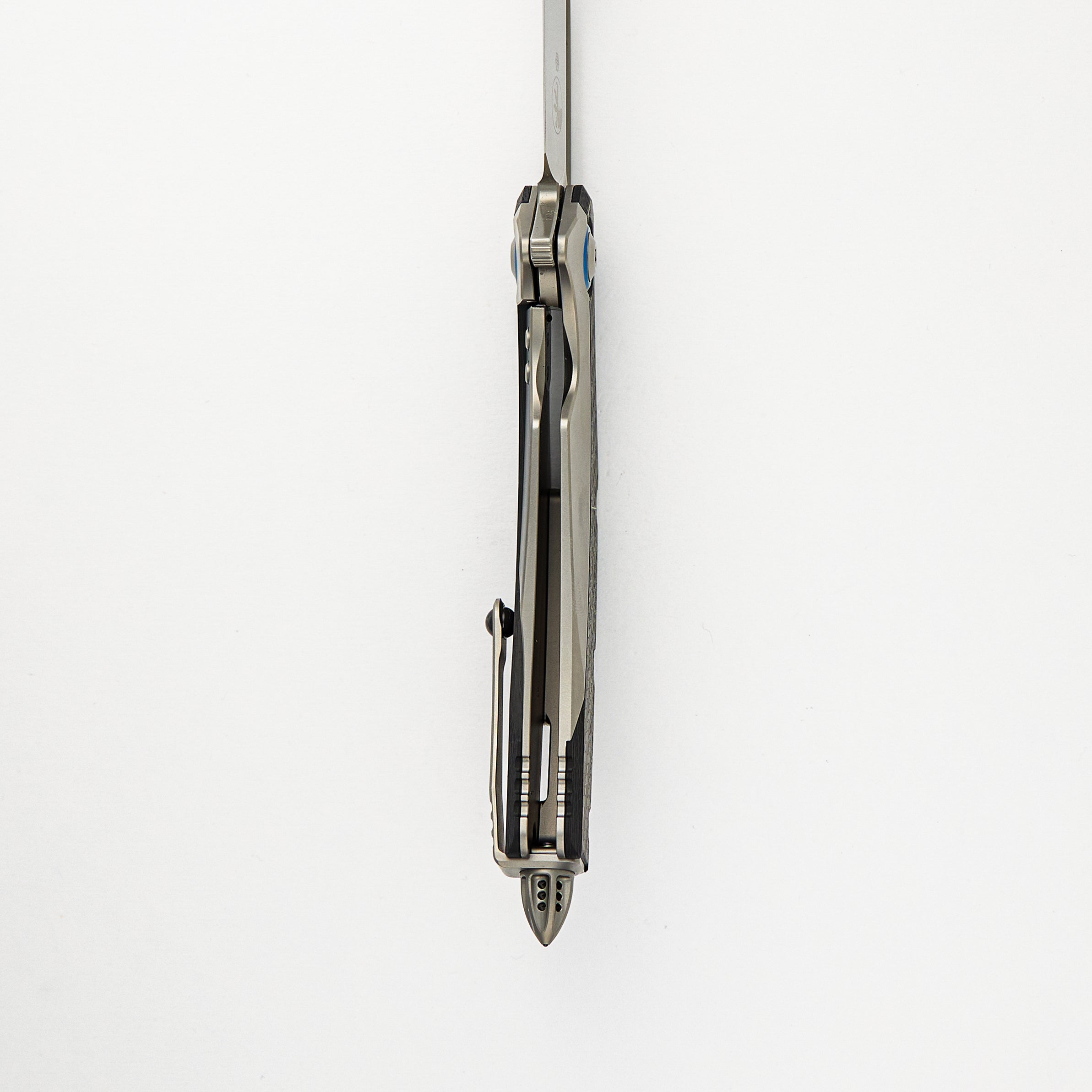 Matrix Titanium Handle Hand Rubbed Satin Standard Blue Titanium Pivot Collar Carbon Fiber Scales 165C-4CFTI