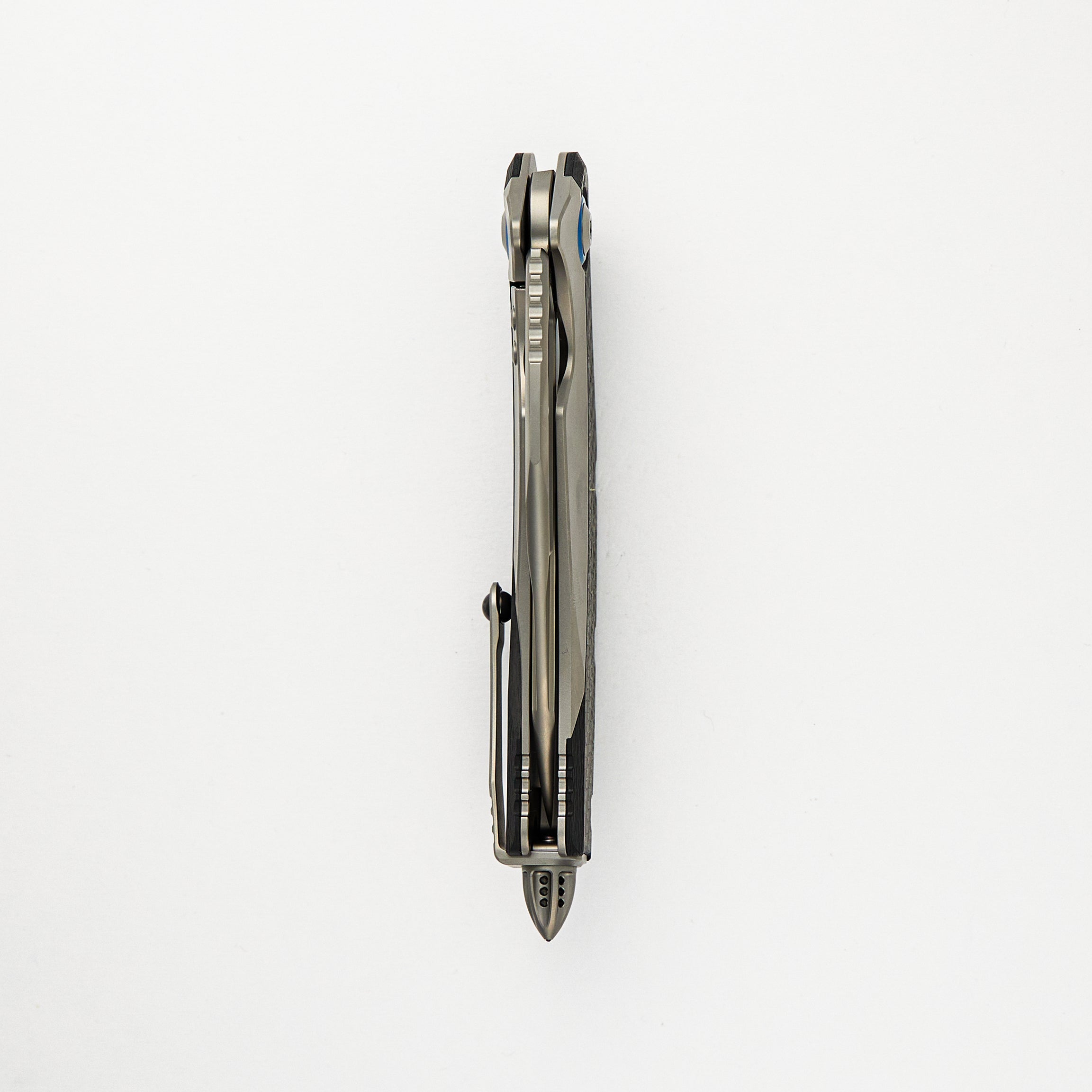 Matrix Titanium Handle Hand Rubbed Satin Standard Blue Titanium Pivot Collar Carbon Fiber Scales 165C-4CFTI