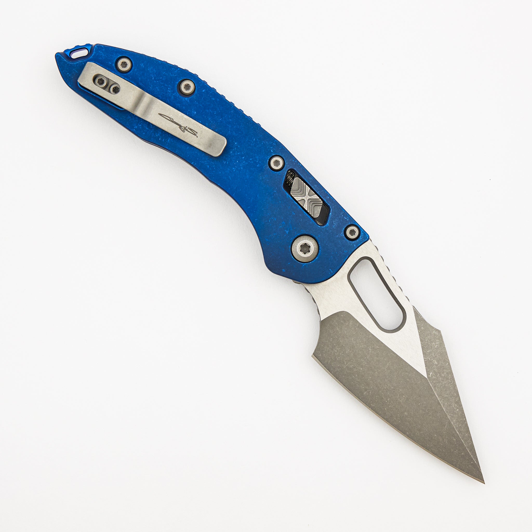 "Marfione Select" Stitch - RAM-LOK Apocalyptic Finish Antique Blue Anodized Slab Side Titanium W/ Blue Accent 169RL-10APMS2