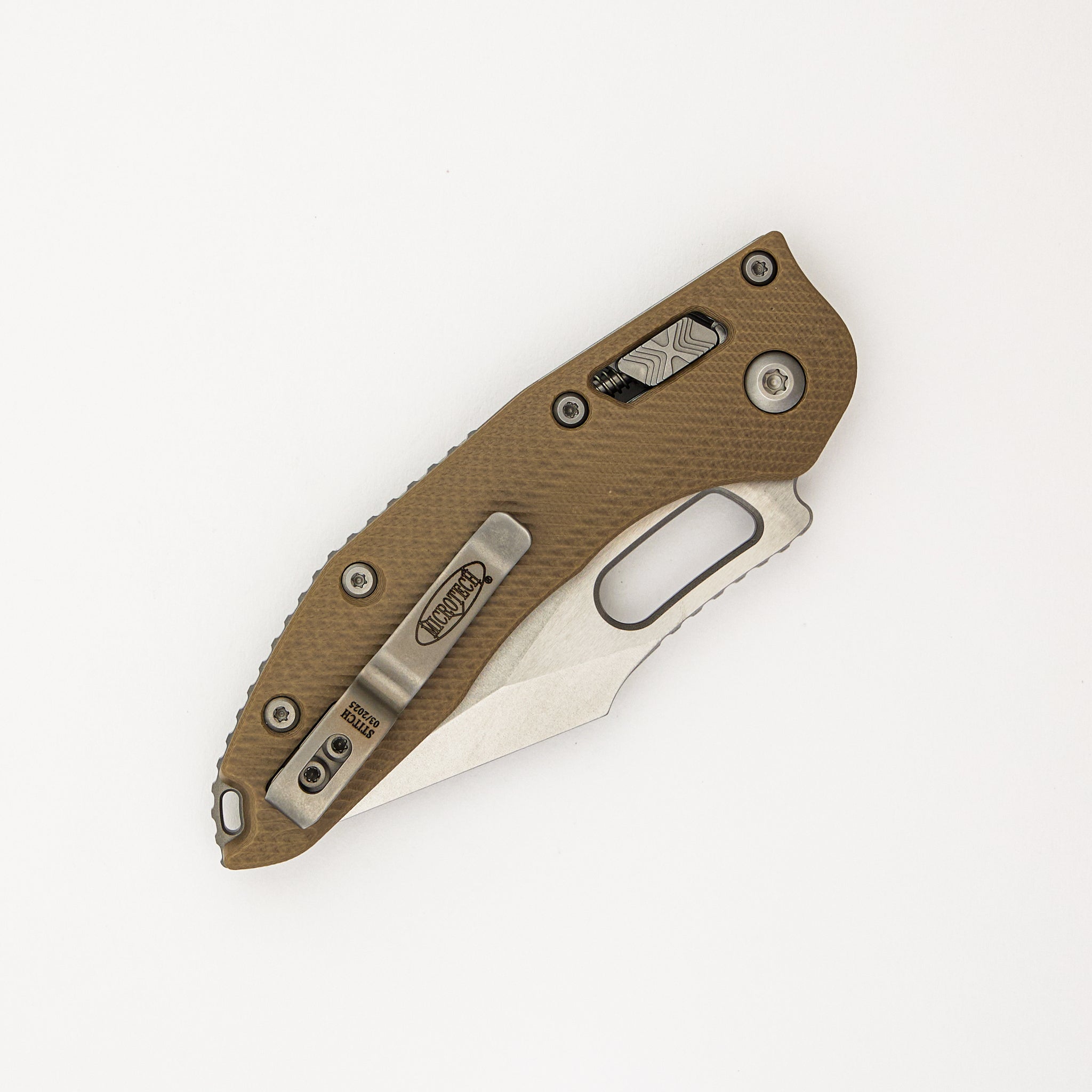 Stitch - RAM-LOK S/E Fluted G-10 Tan Stonewash Standard 169RL-10 FLGTTA (Borka Blades Design)