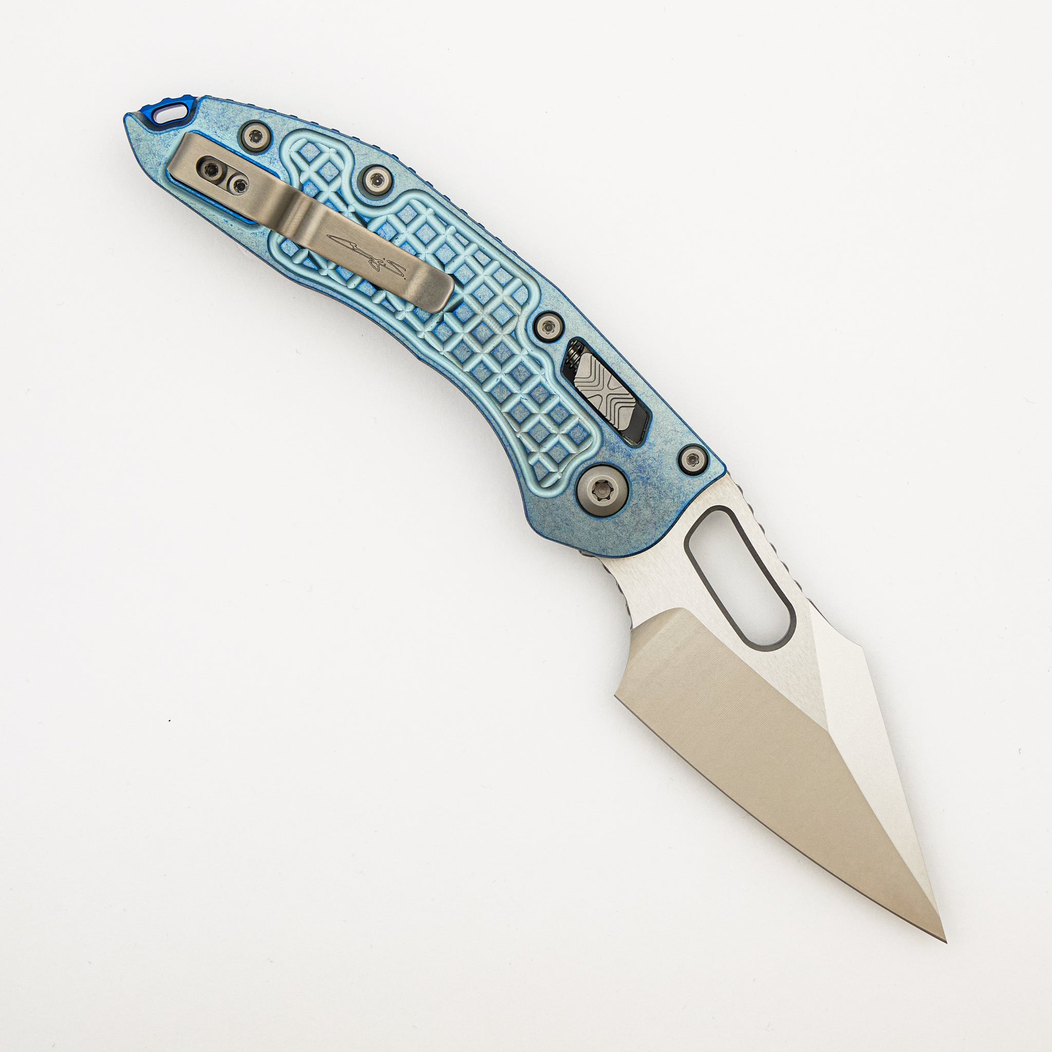"Marfione Select" Stitch - RAM-LOK Stonewash Finish Ice Blue Anodized Frag Pattern Titanium W/ Blue Titanium Accent 169RL-10FRMS6