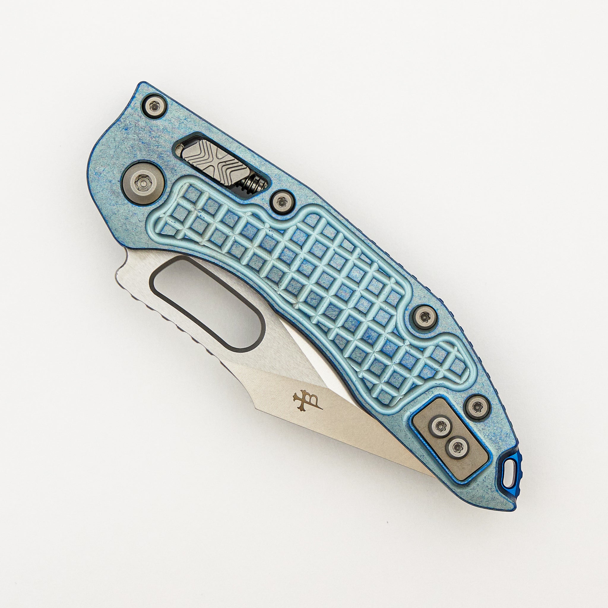 "Marfione Select" Stitch - RAM-LOK Stonewash Finish Ice Blue Anodized Frag Pattern Titanium W/ Blue Titanium Accent 169RL-10FRMS6