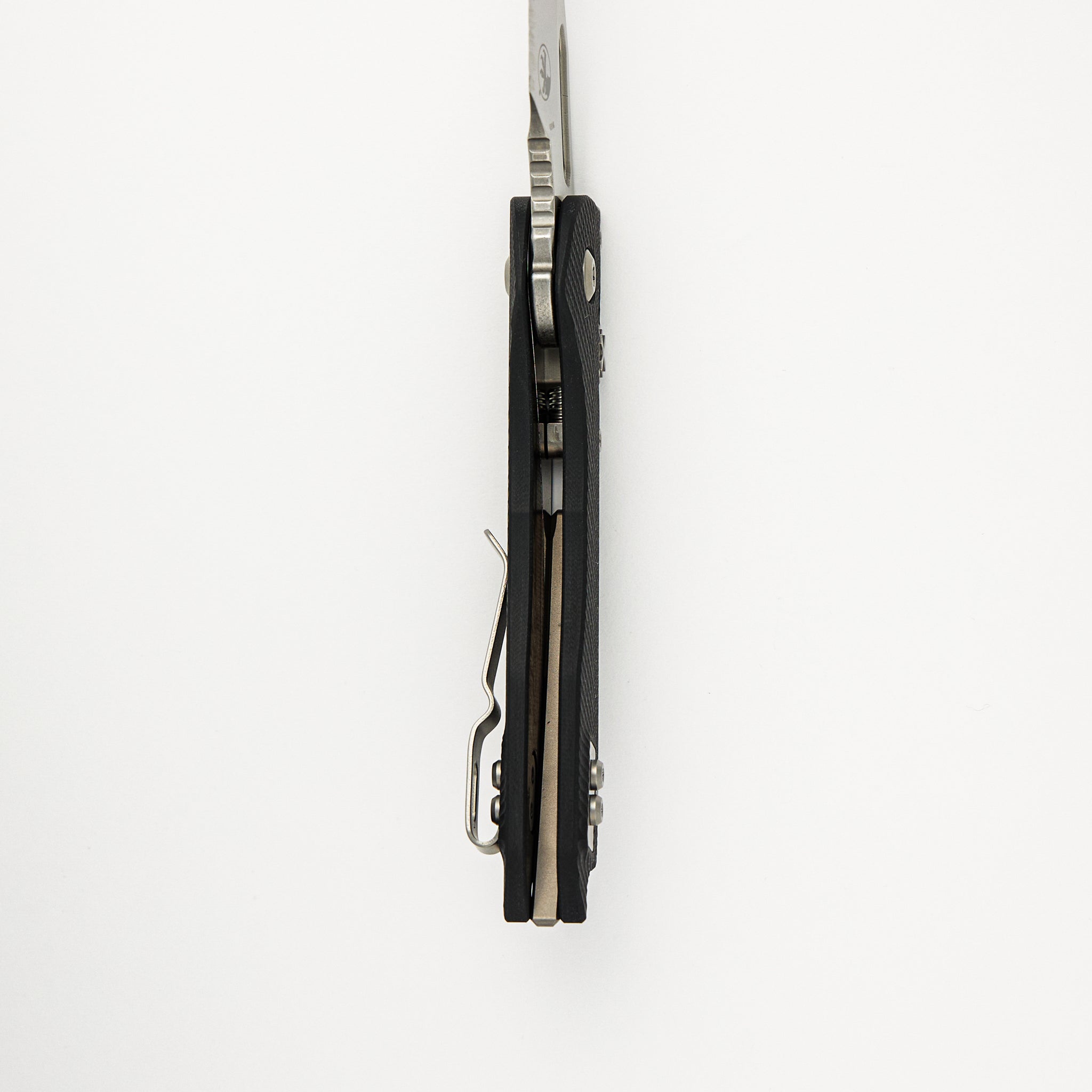 Stitch – RAM-LOK S/E Fluted G-10 Black Stonewash Partial Serrated 169RL-11 FLGTBK (Borka Blades Design)