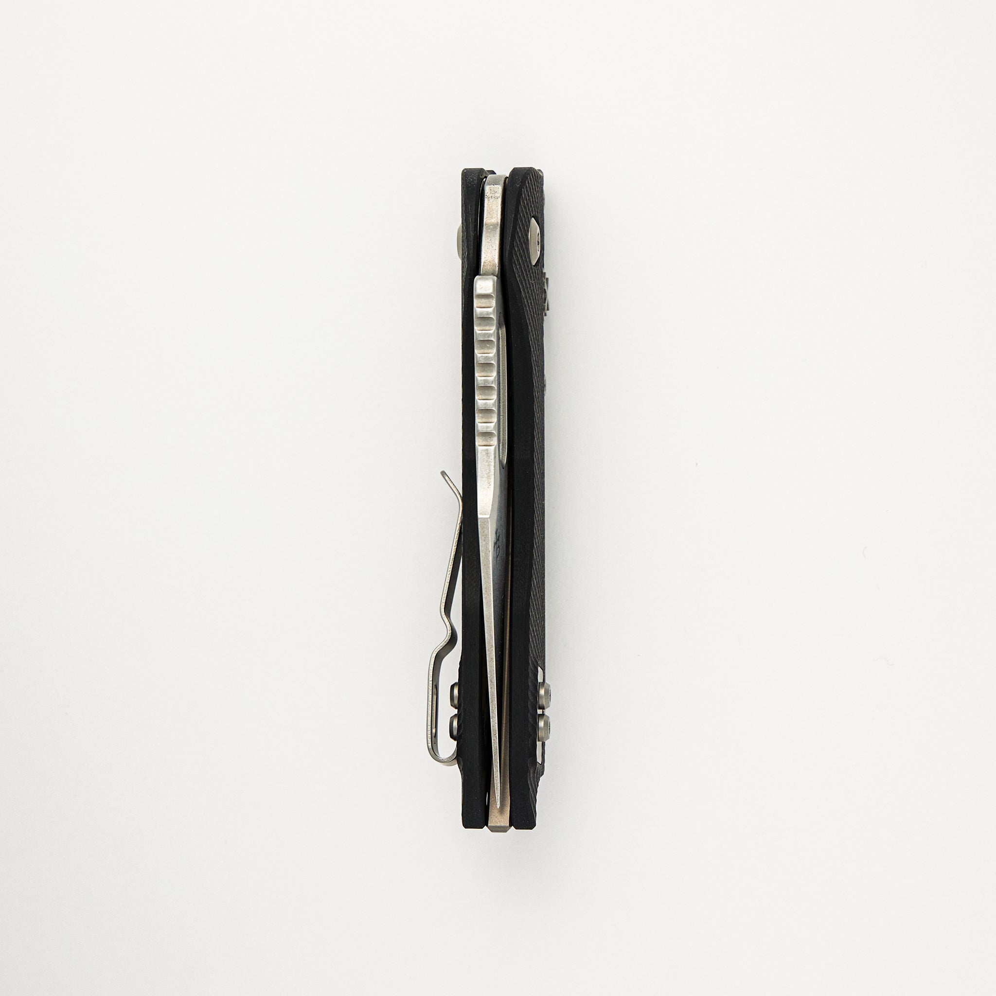 Stitch – RAM-LOK S/E Fluted G-10 Black Stonewash Partial Serrated 169RL-11 FLGTBK (Borka Blades Design)