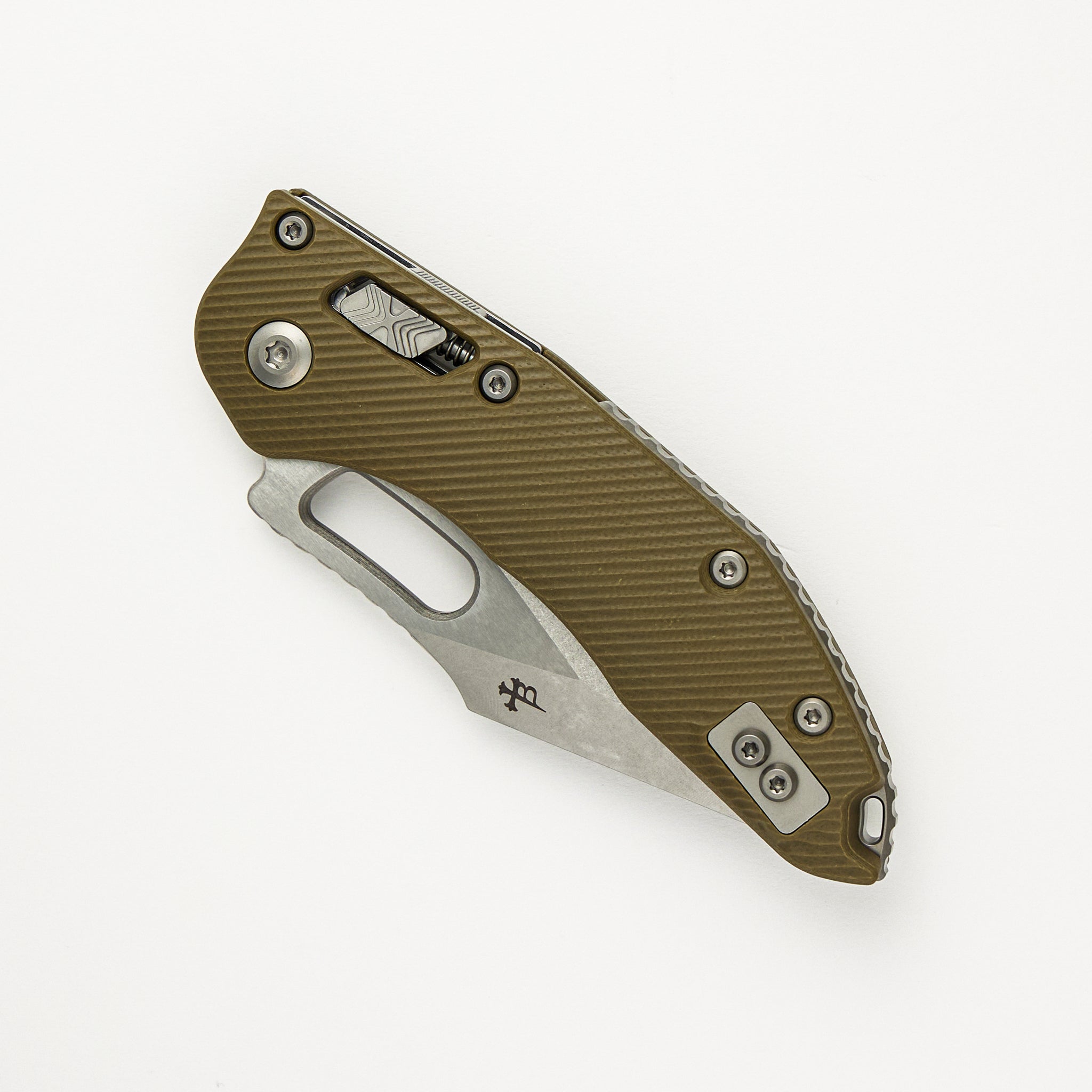 Stitch – RAM-LOK S/E Fluted G10 OD Green Stonewash Partial Serrated 169RL-11FLGTOD (Borka Blades Design)