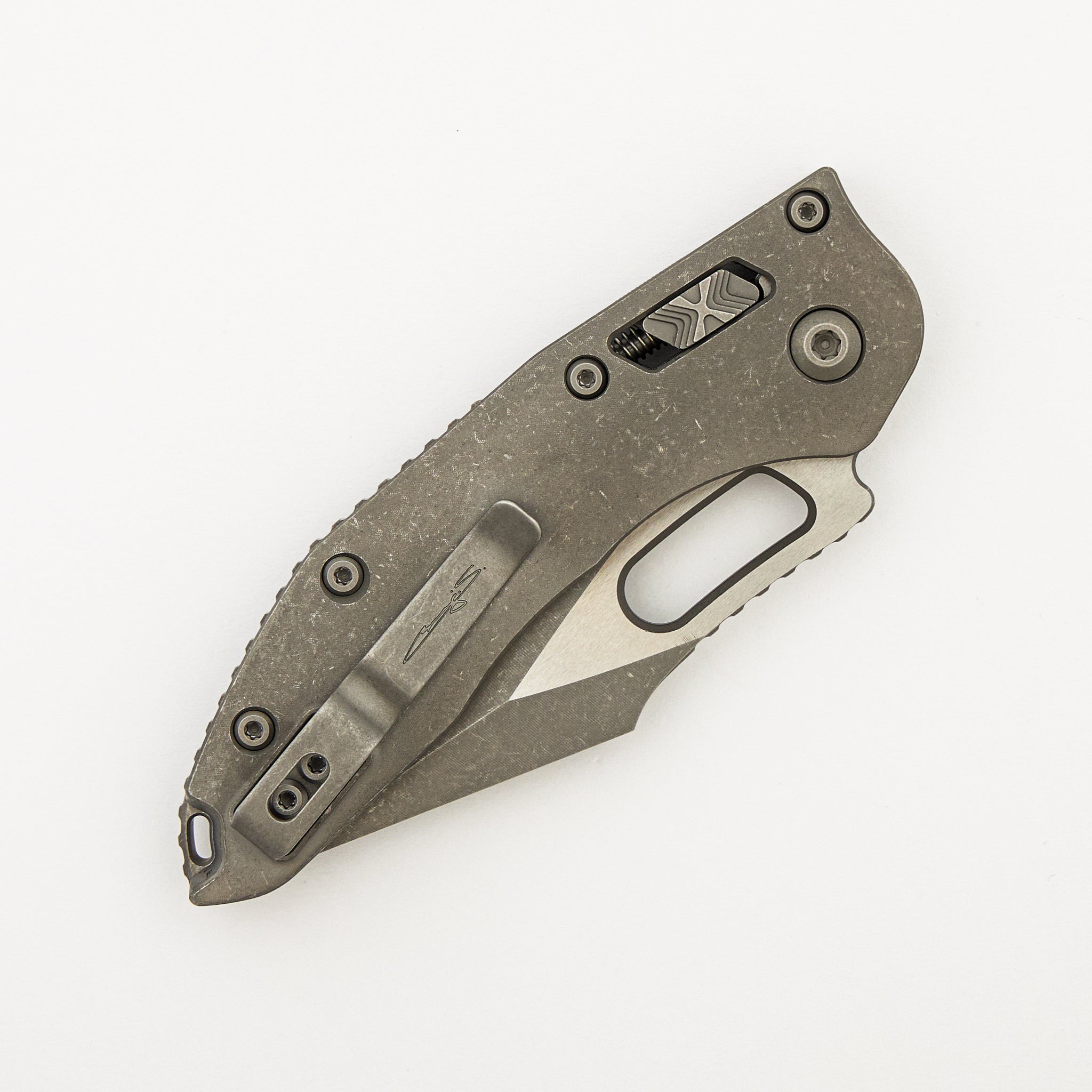 "Marfione Select" Stitch - RAM-LOK Full Serrated Apocalyptic Finish Slab Side Titanium 169RL-12APMS1