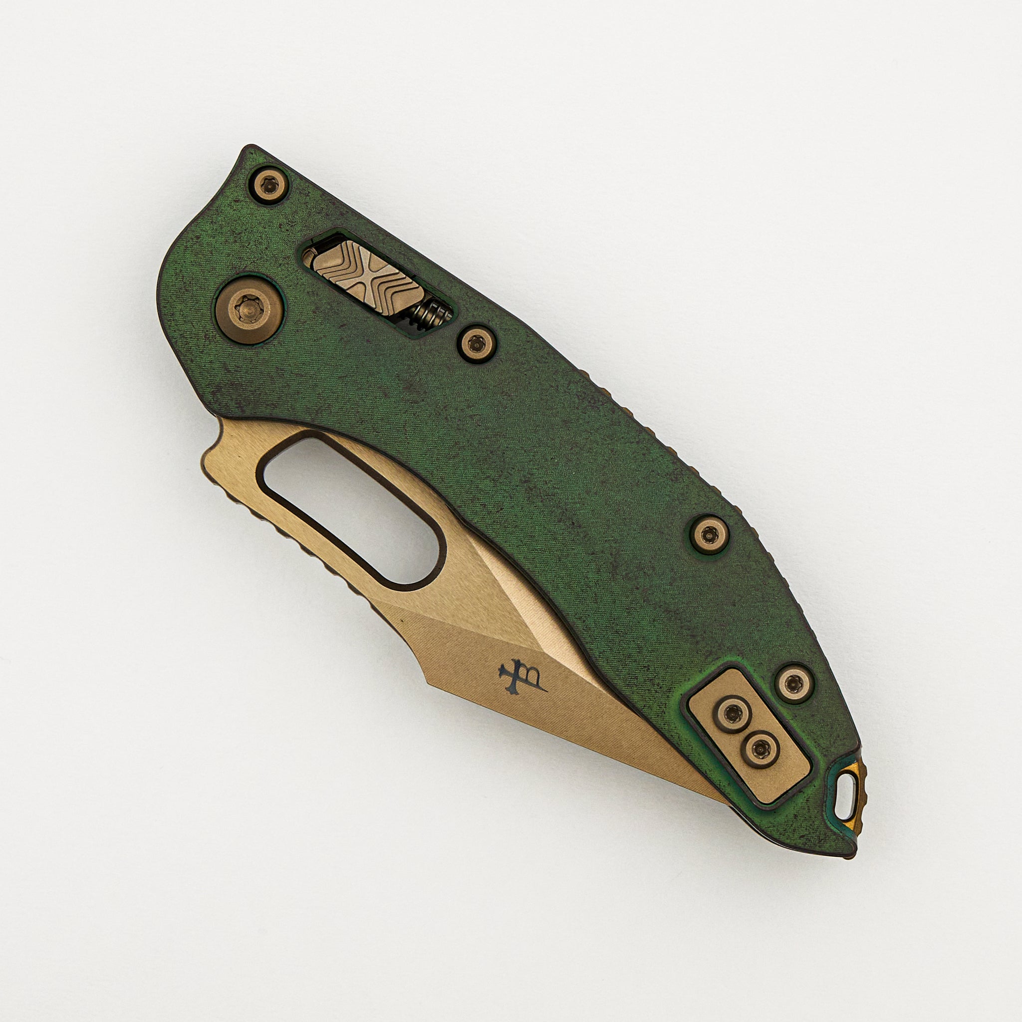 "Marfione Select" Stitch - RAM-LOK Bronzed Stonewash Finish Antique Green Anodized Slab Side Titanium W/ Bronze Titanium Accent 169RL-13MS1