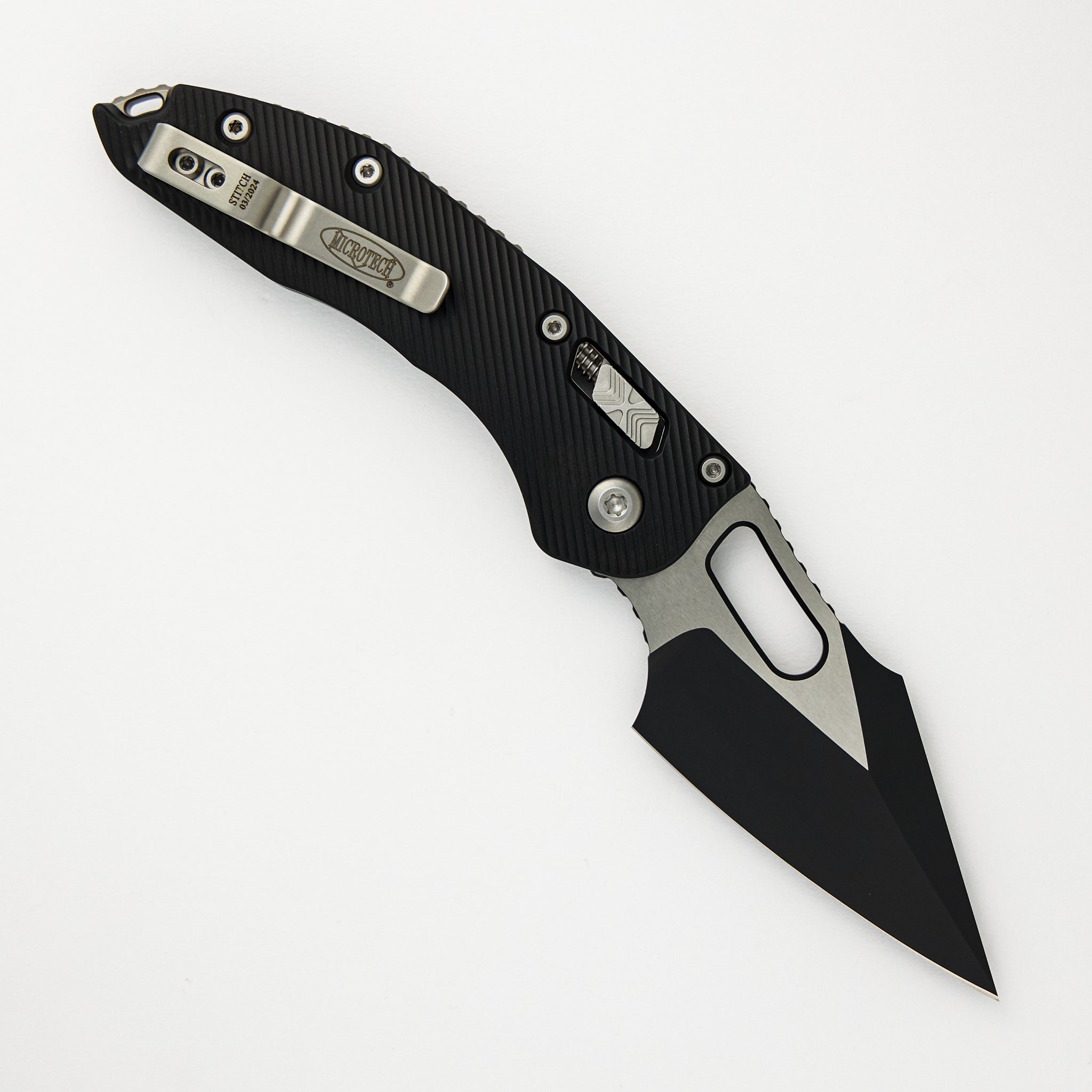Microtech - Borka Blades Design Stitch – RAM-LOK S/E Fluted Black Aluminum Black Standard 169RL-1FL