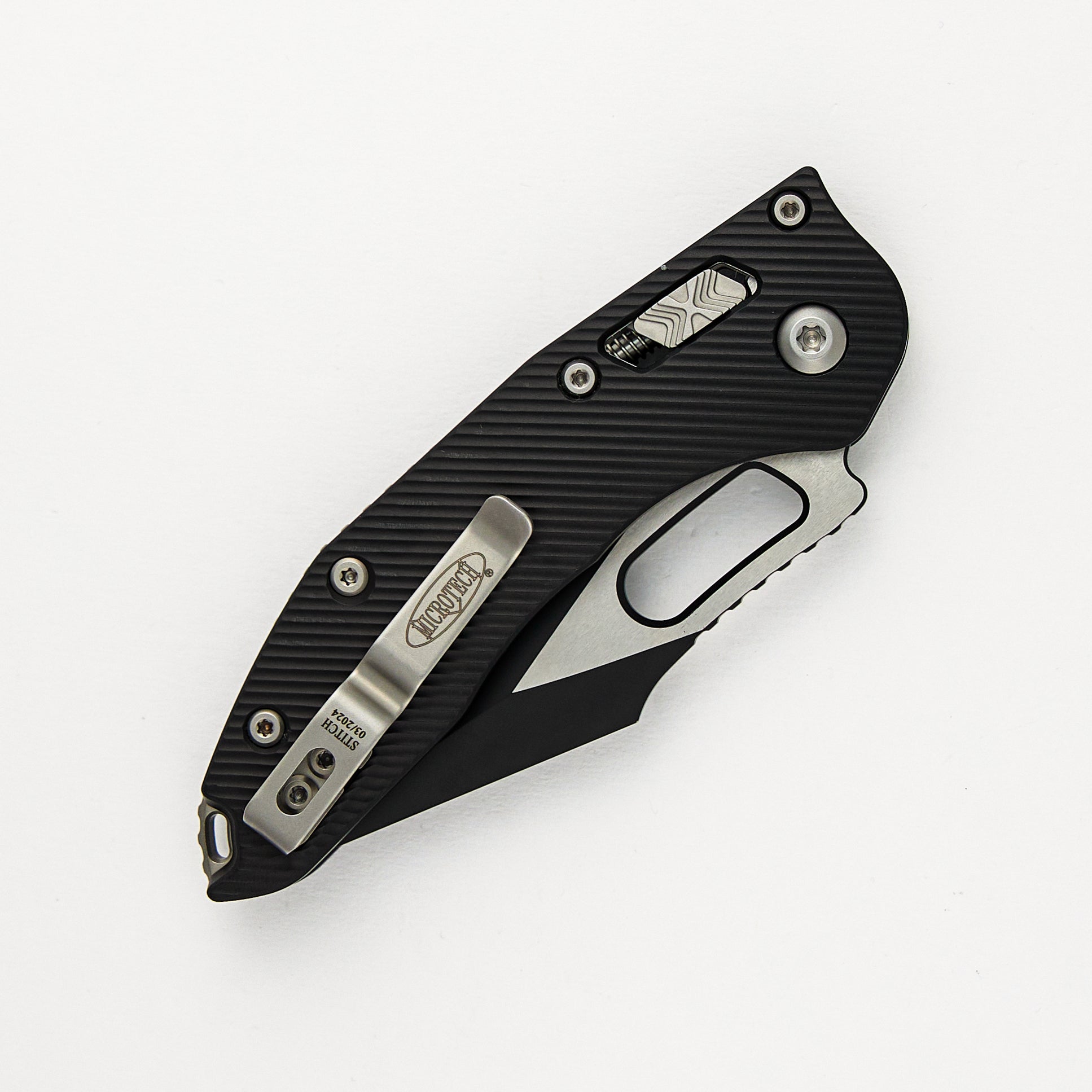 Stitch – RAM-LOK S/E Fluted Black Aluminum Partial Serrated Black Standard 169RL-2FL (Borka Blades Design)