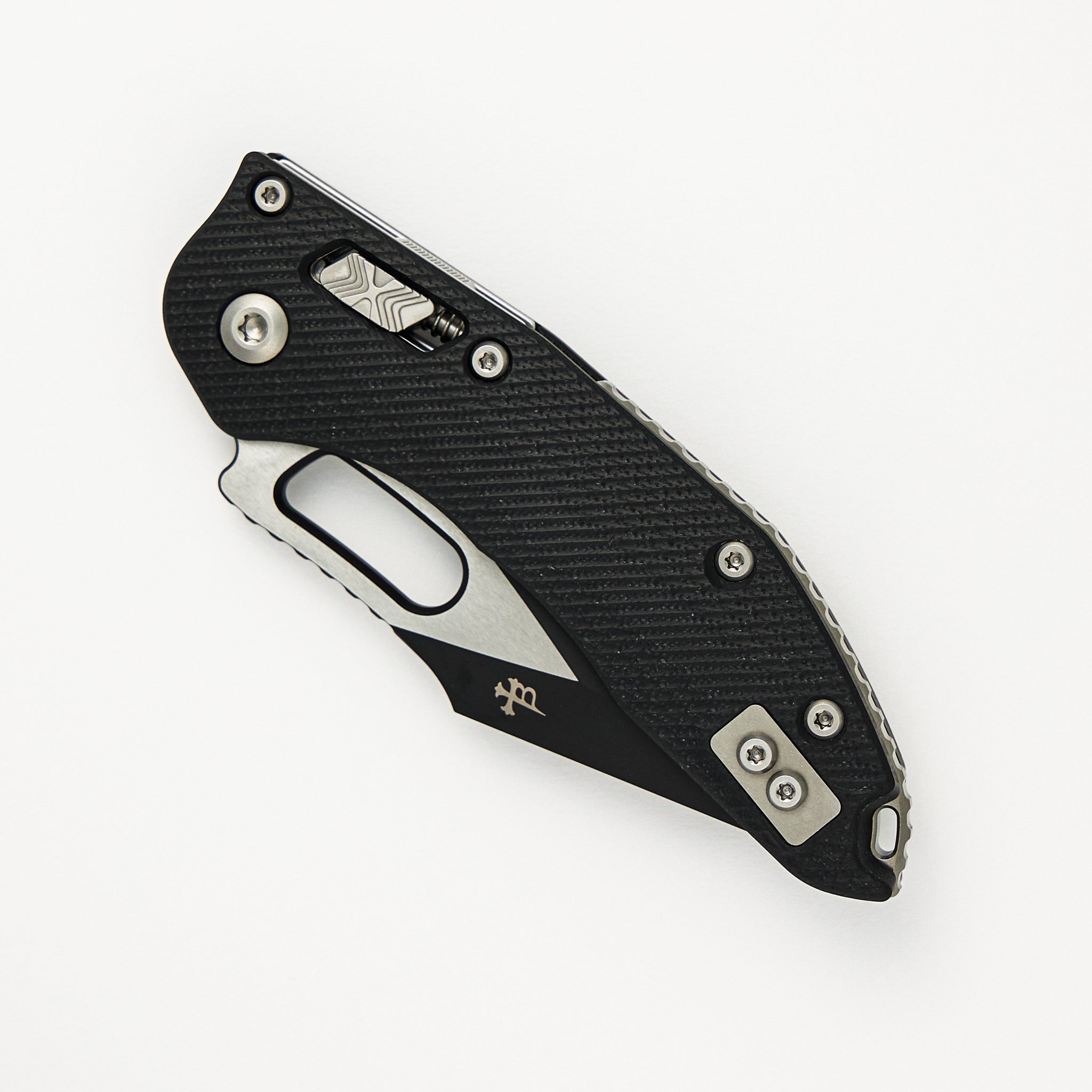 Stitch – RAM-LOK S/E Fluted G-10 Black Partial Serrated 169RL-2 FLGTBK (Borka Blades Design)