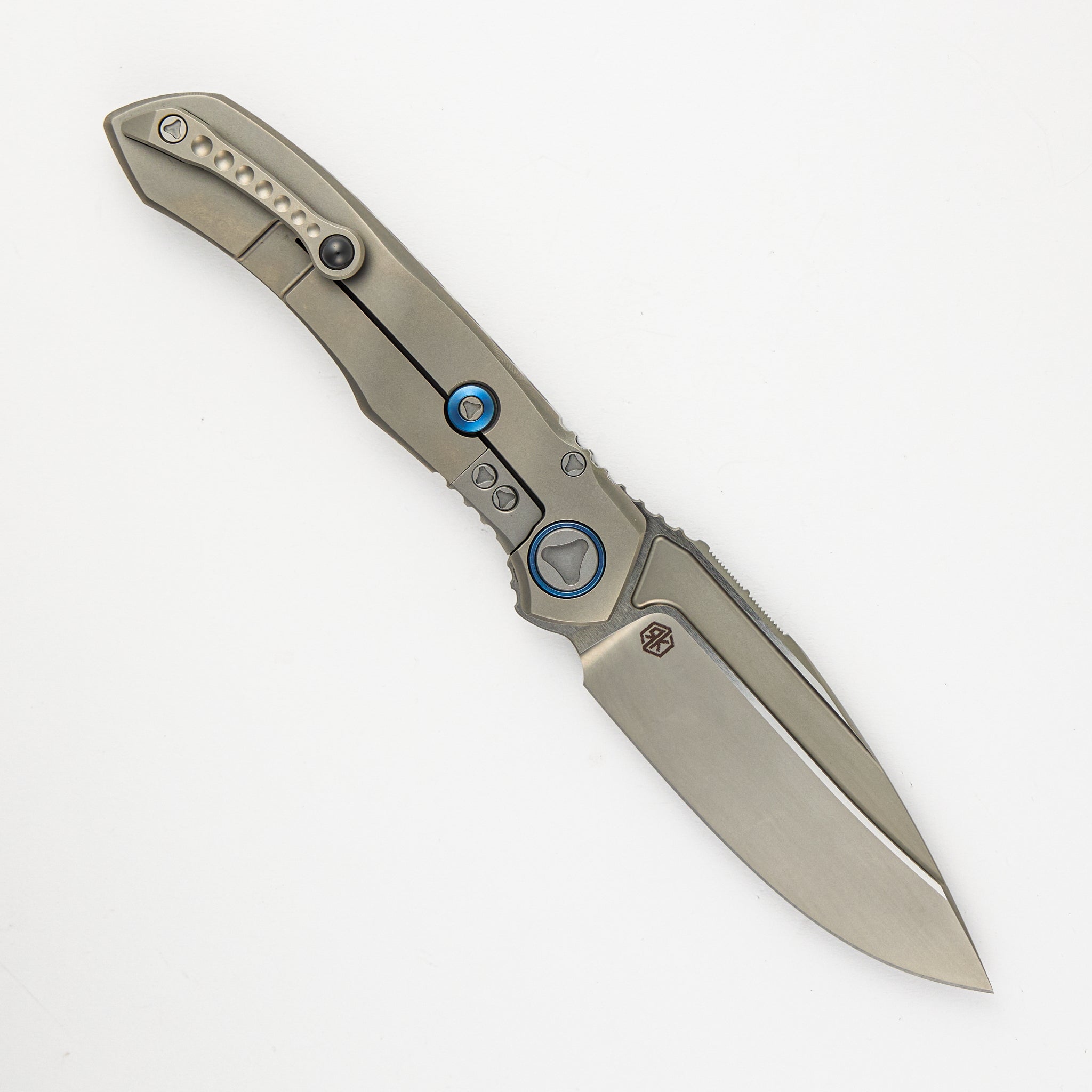 Anax – S-E Titanium Handle Bead Blast Standard Blue Titanium Pivot Collar Carbon Fiber Inlay 190C-7 CFITI