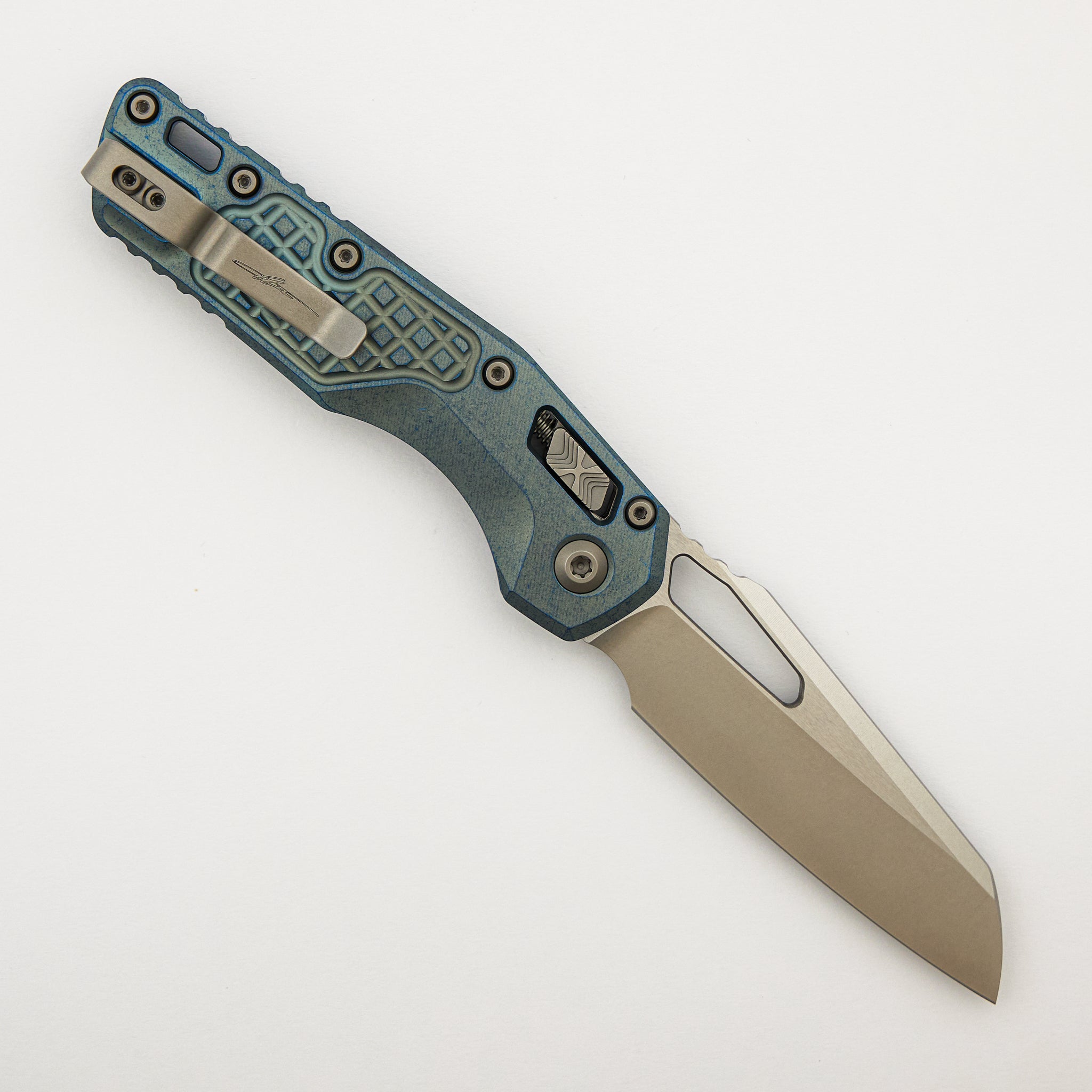 "Marfione Select" MSI - RAM-LOK - Stonewash Finish Ice Blue Anodized Frag Pattern Titanium W/ Blue Titanium Accent 210-10FRMS6