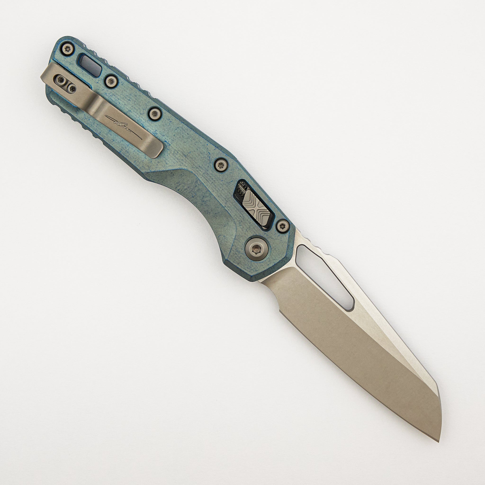 "Marfione Select" MSI - RAM-LOK - Stonewash Finish Ice Blue Anodized Slab Side Titanium W/ Blue Titanium Accent 210-10MS6
