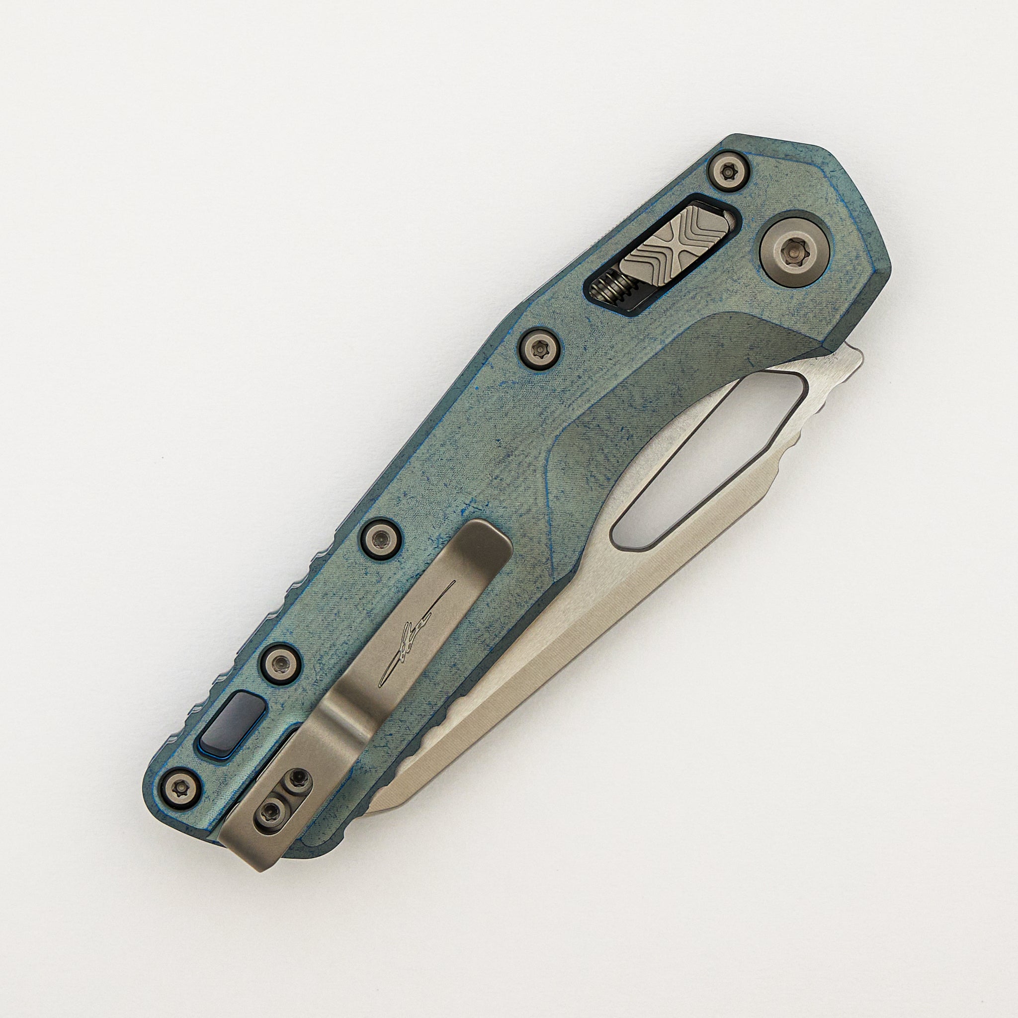 "Marfione Select" MSI - RAM-LOK - Stonewash Finish Ice Blue Anodized Slab Side Titanium W/ Blue Titanium Accent 210-10MS6