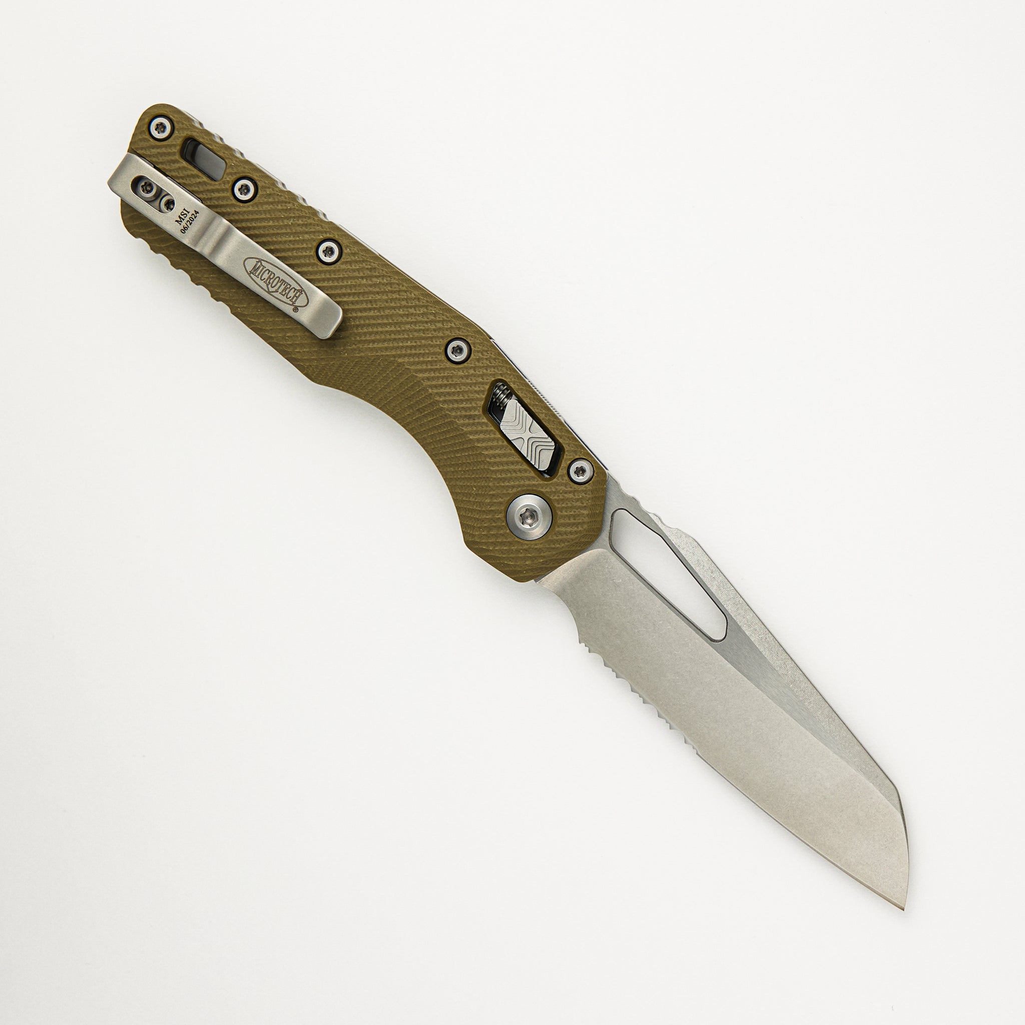 MSI S/E Fluted OD Green G10 Stonewash Partial Serrated 210-11 FLGTOD