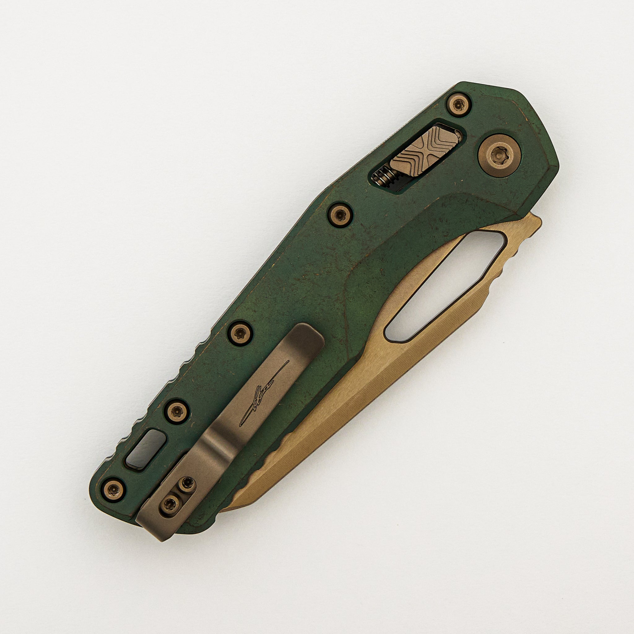 "Marfione Select" MSI - RAM-LOK - Bronzed Stonewash Finish Antique Green Anodized Slab Side Titanium W/ Bronze Titanium Accent