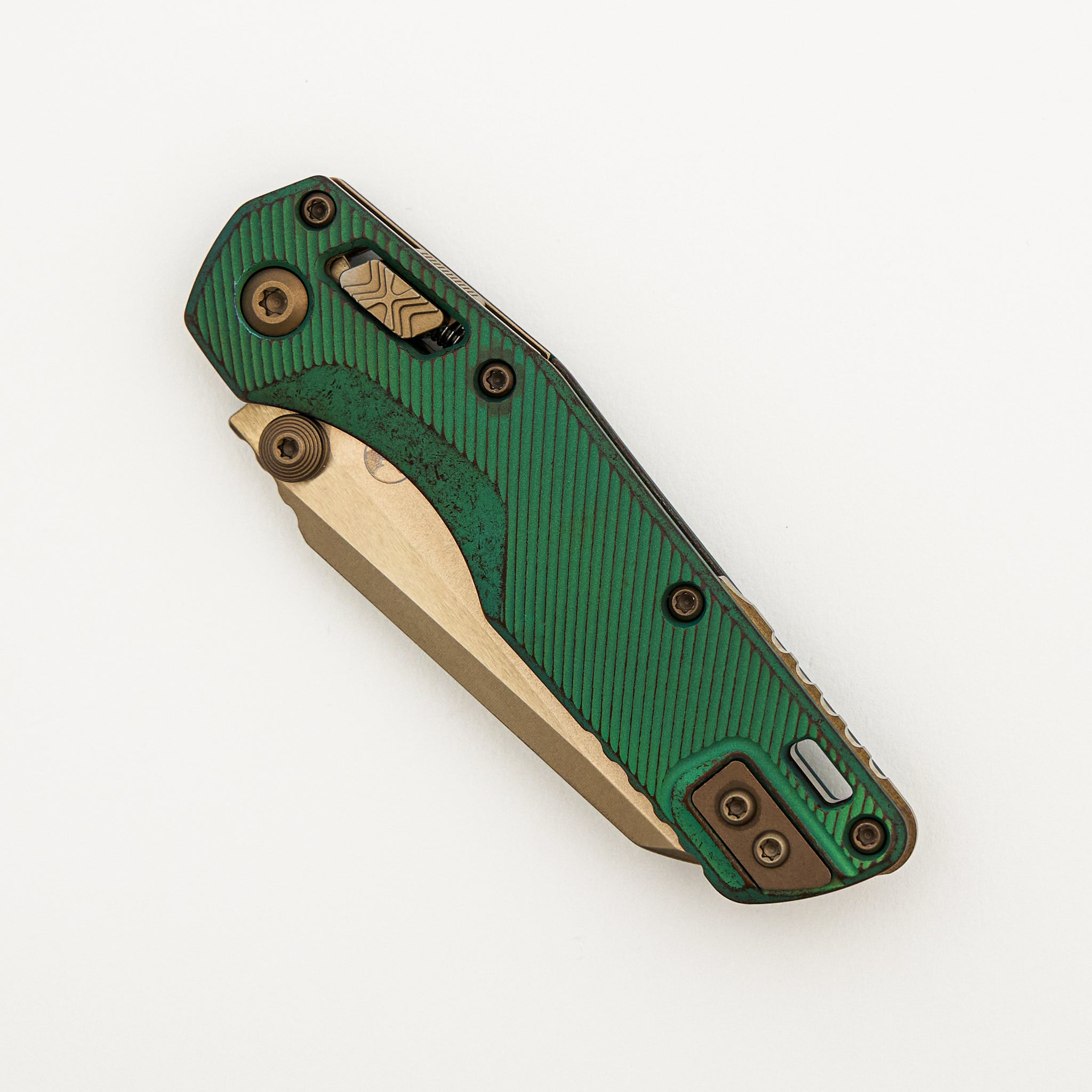 "Marfione Select" MSI Mini S/E Bronzed Stonewash Finished Antique Green Anodized Fluted Titanium W/ Bronze Accent 210M-13FLMS2