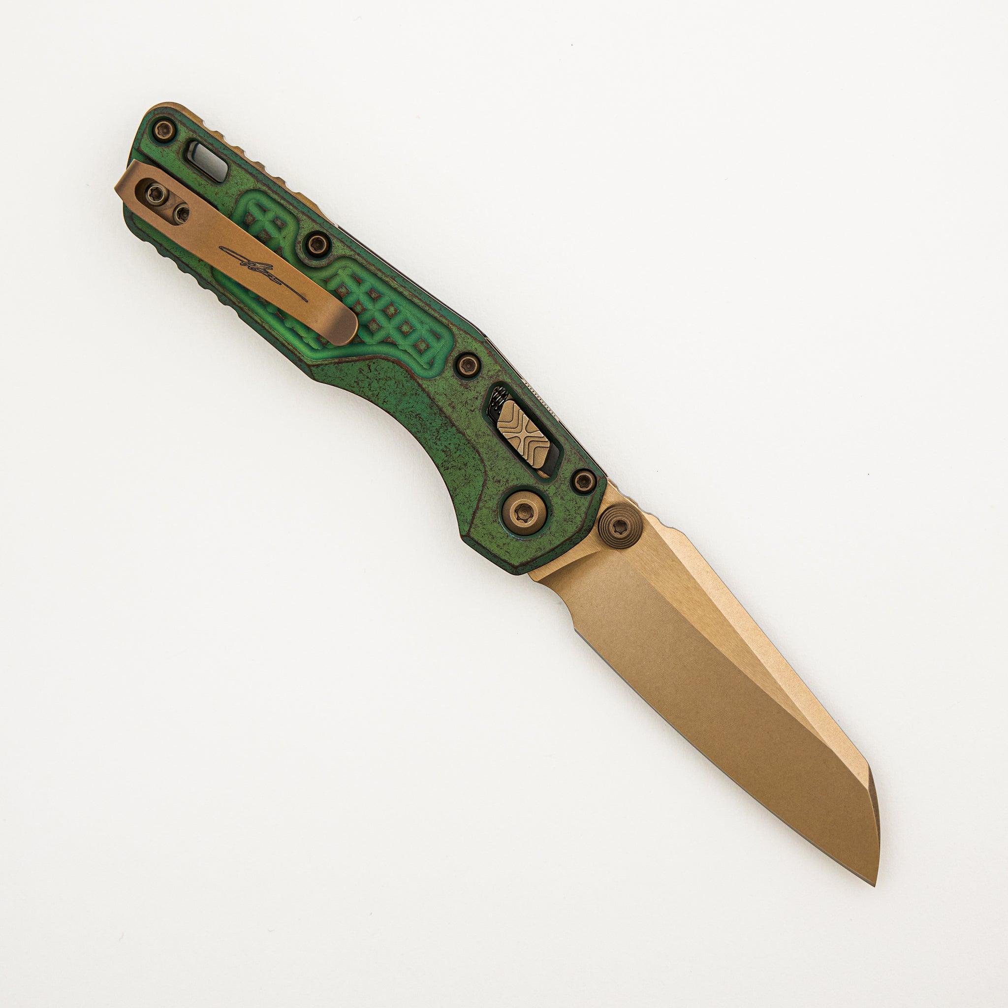 "Marfione Select" MSI Mini S/E Bronzed Stonewash Finished Antique Green Anodized Frag Pattern Titanium W/ Bronze Accent 210M-13FRMS2