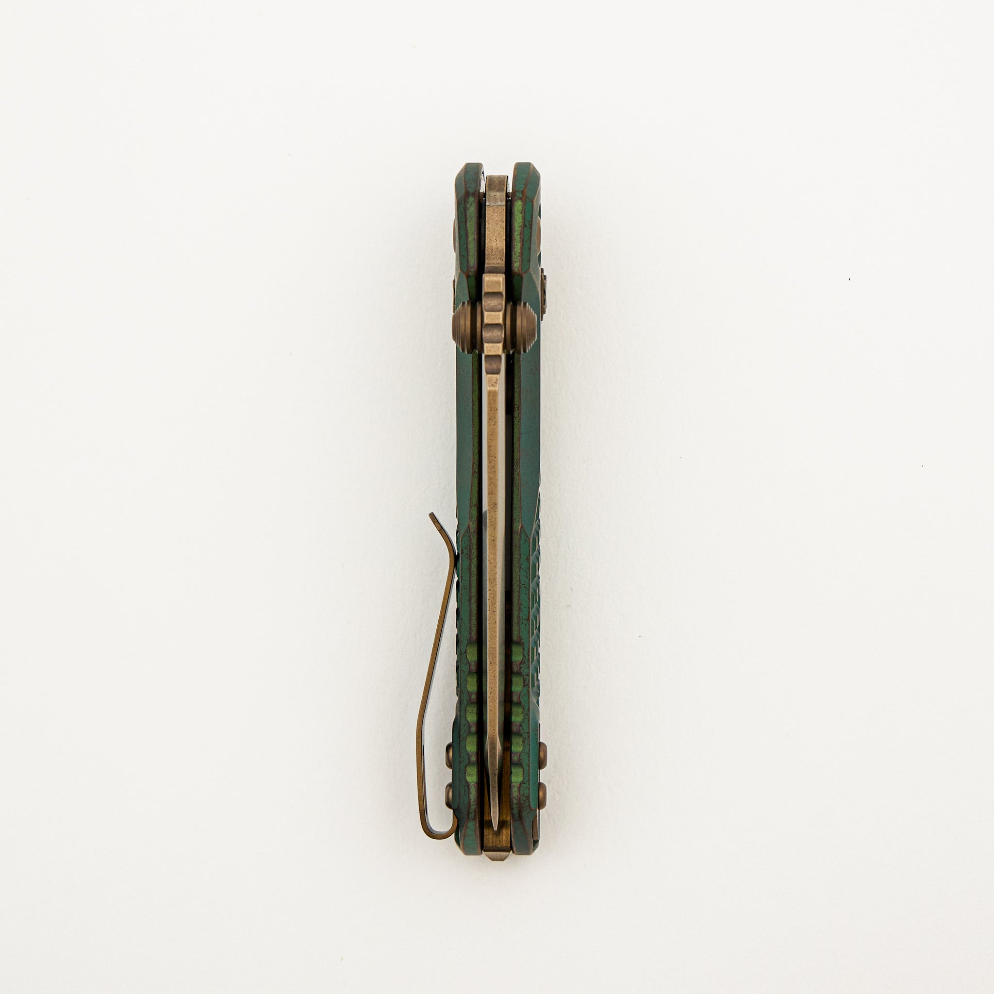 "Marfione Select" MSI Mini S/E Bronzed Stonewash Finished Antique Green Anodized Frag Pattern Titanium W/ Bronze Accent 210M-13FRMS2