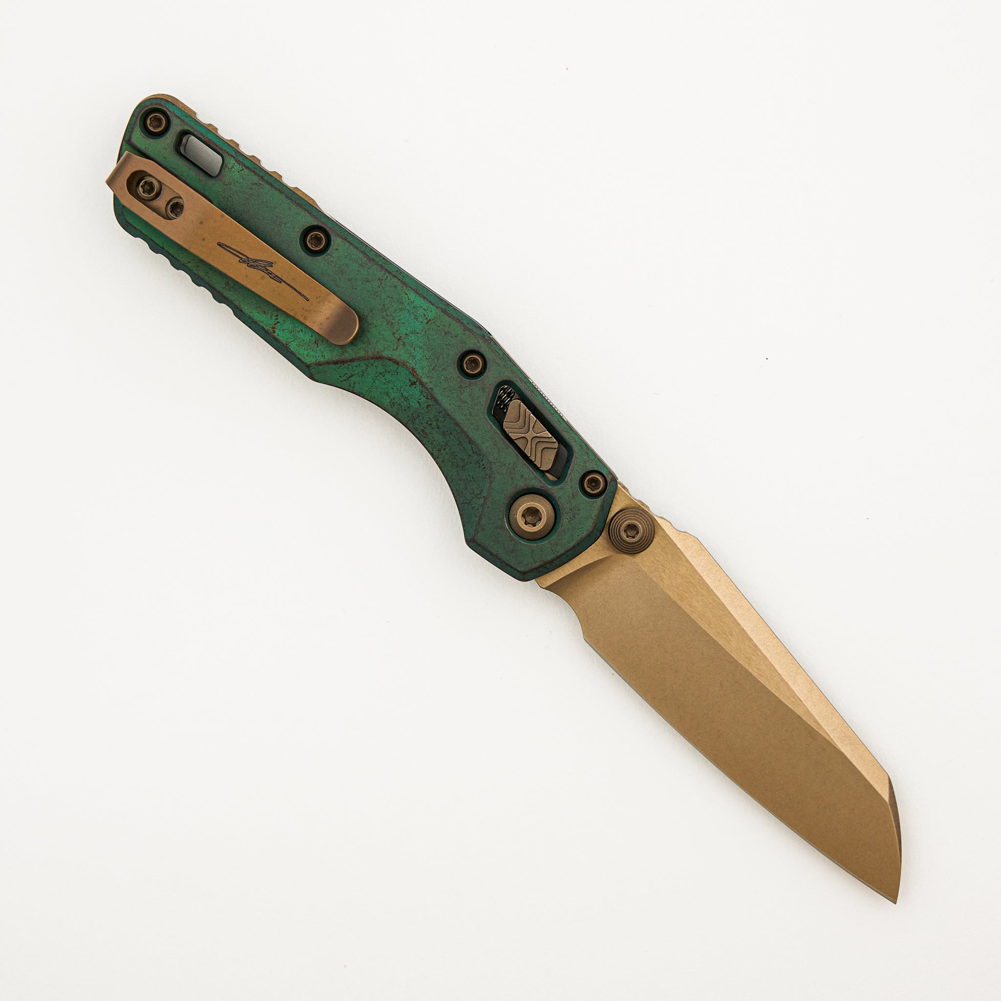 "Marfione Select" MSI Mini S/E Bronzed Stonewash Finished Antique Green Anodized Slab Side Titanium W/ Bronze Accent 210M-13MS2