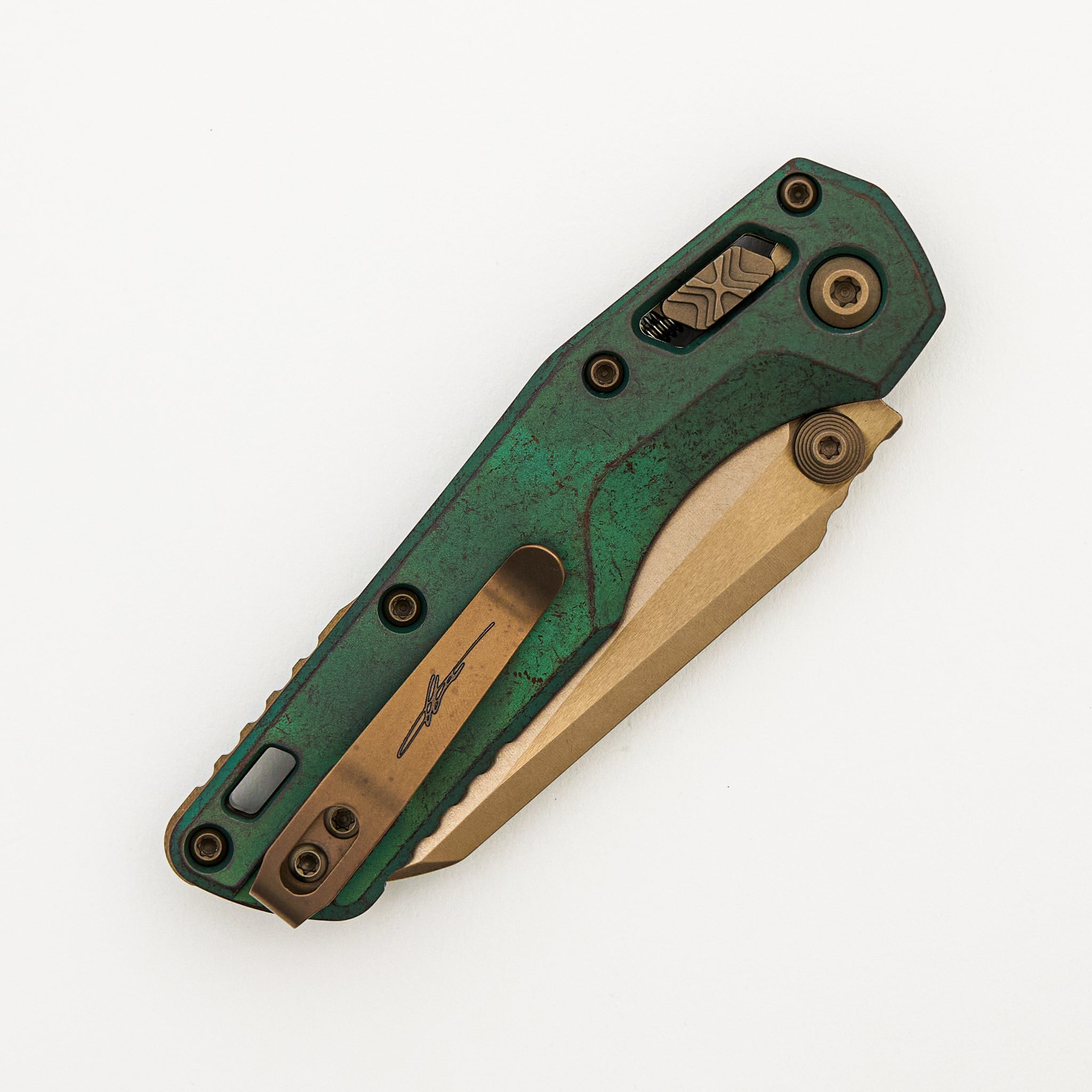 "Marfione Select" MSI Mini S/E Bronzed Stonewash Finished Antique Green Anodized Slab Side Titanium W/ Bronze Accent 210M-13MS2