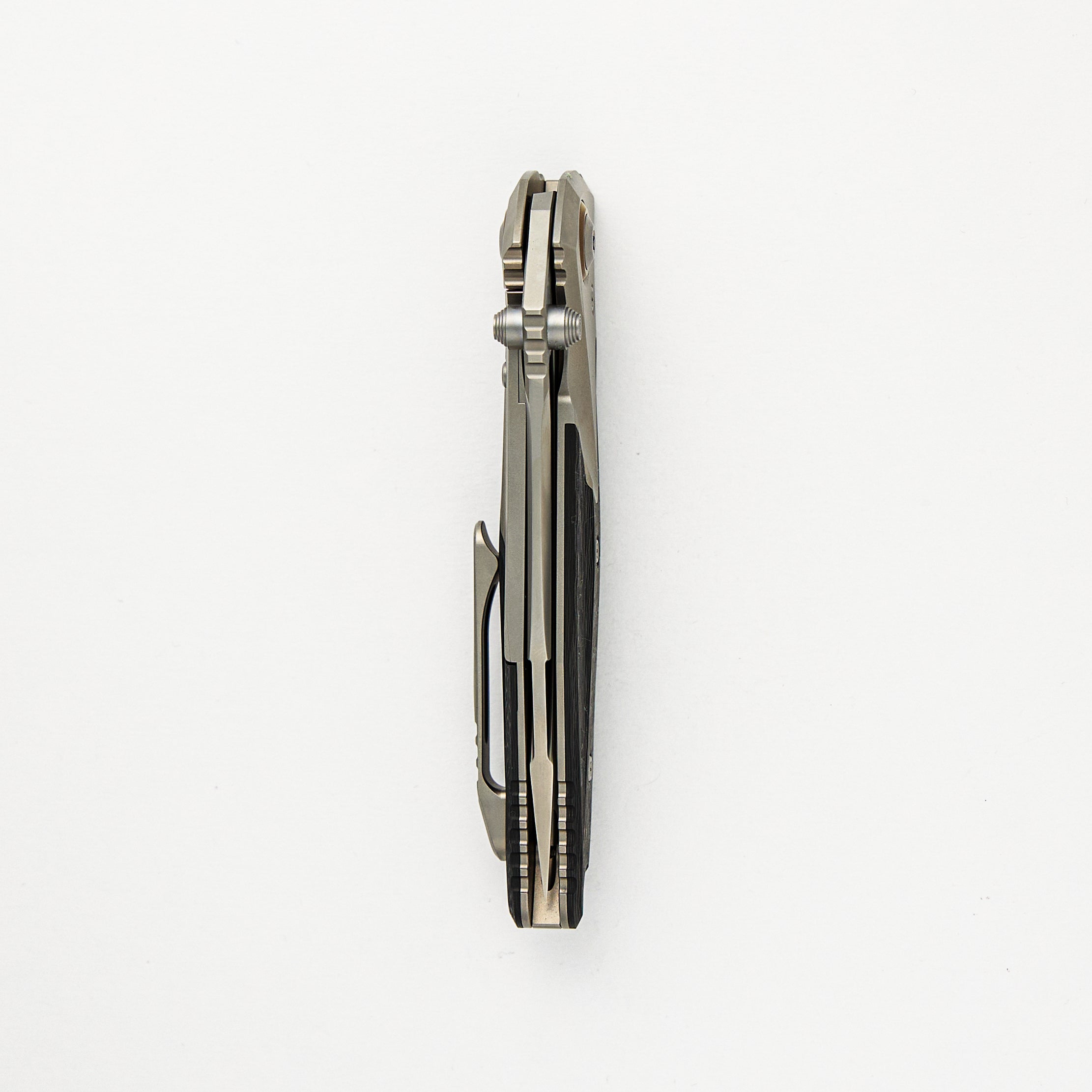 Socom Bravo Mini S/E Titanium Handle Bead Blast Standard Partial Serrated Bronze Titanium Pivot Collar Carbon Fiber Scales 260M-8CFTI