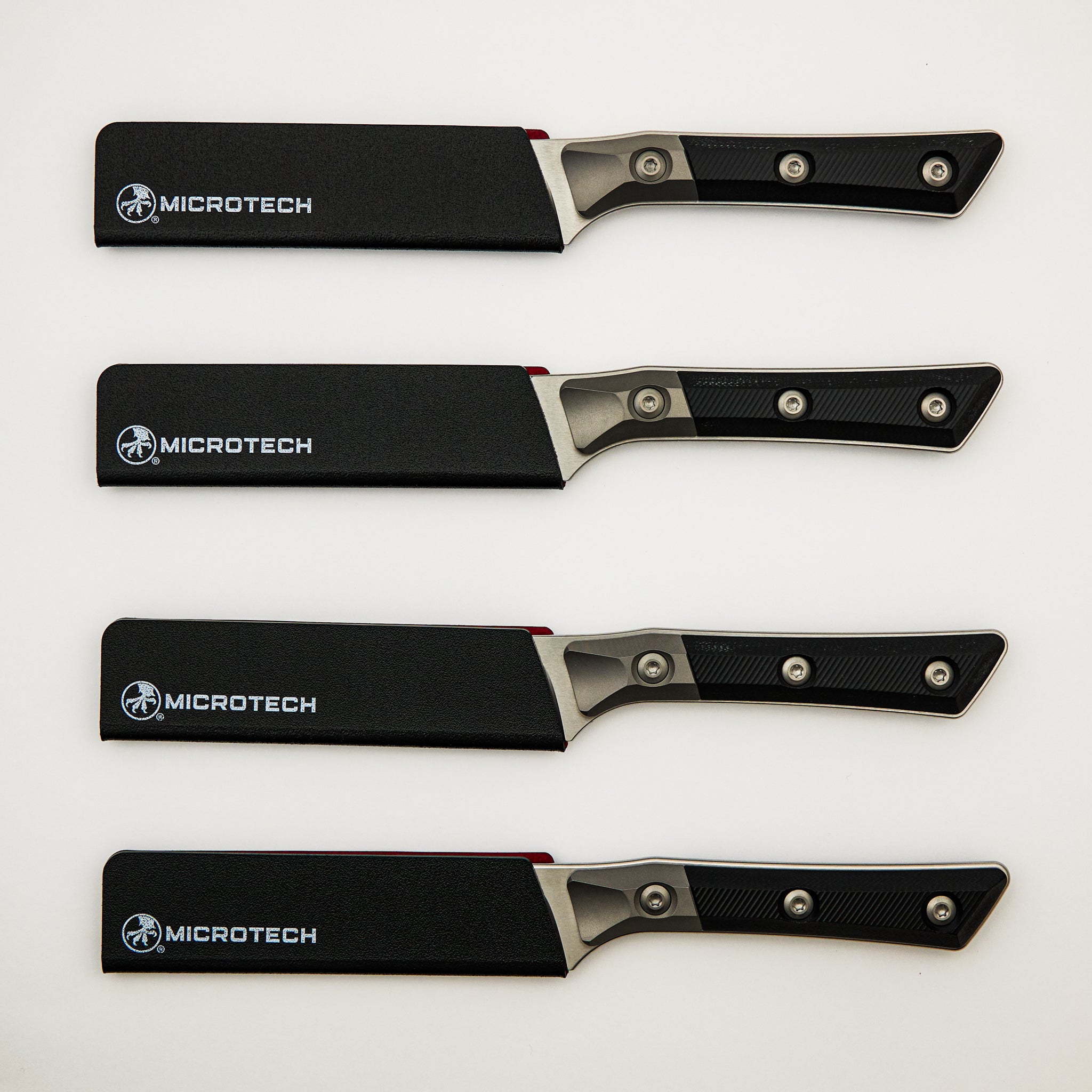 Steak Knife Set - G-10 Black - Bead Blast Bolster - Stonewash Standard - 3600B-10 SETBK