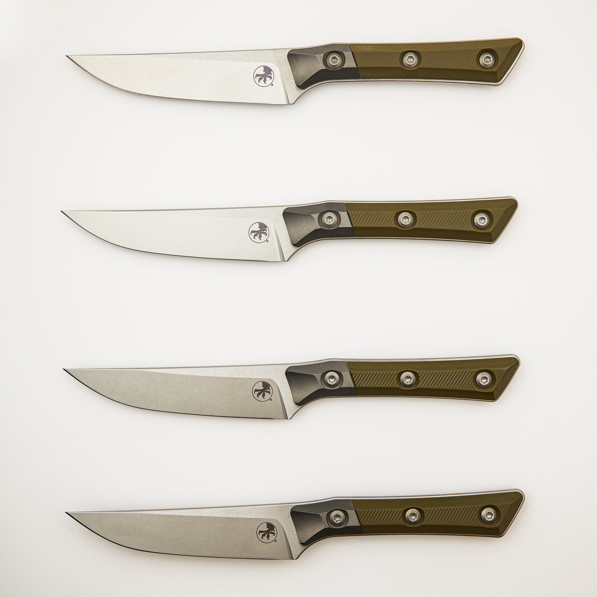 Steak Knife Set - G-10 OD Green - Bead Blast Bolster - Stonewash Standard - 3600B-10 SETOD
