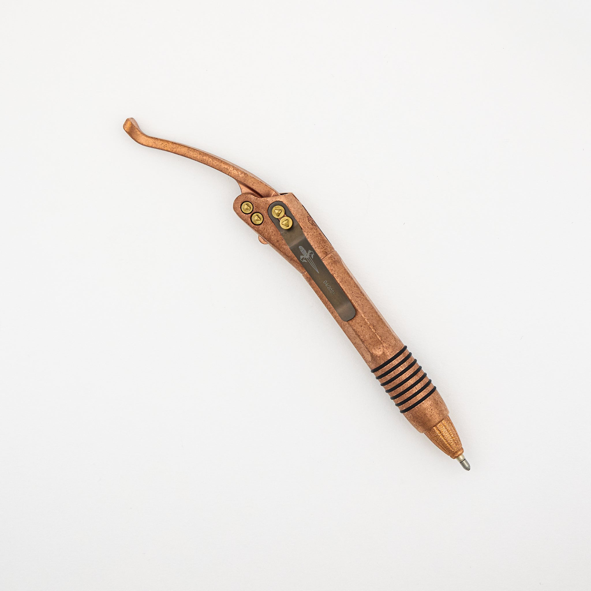 Marfione Custom Knives Siphon II - Cryo Ice Copper W/ Cryo Ice Copper Lever - Orange Peel Copper W/ Bronze Titanium Hardware