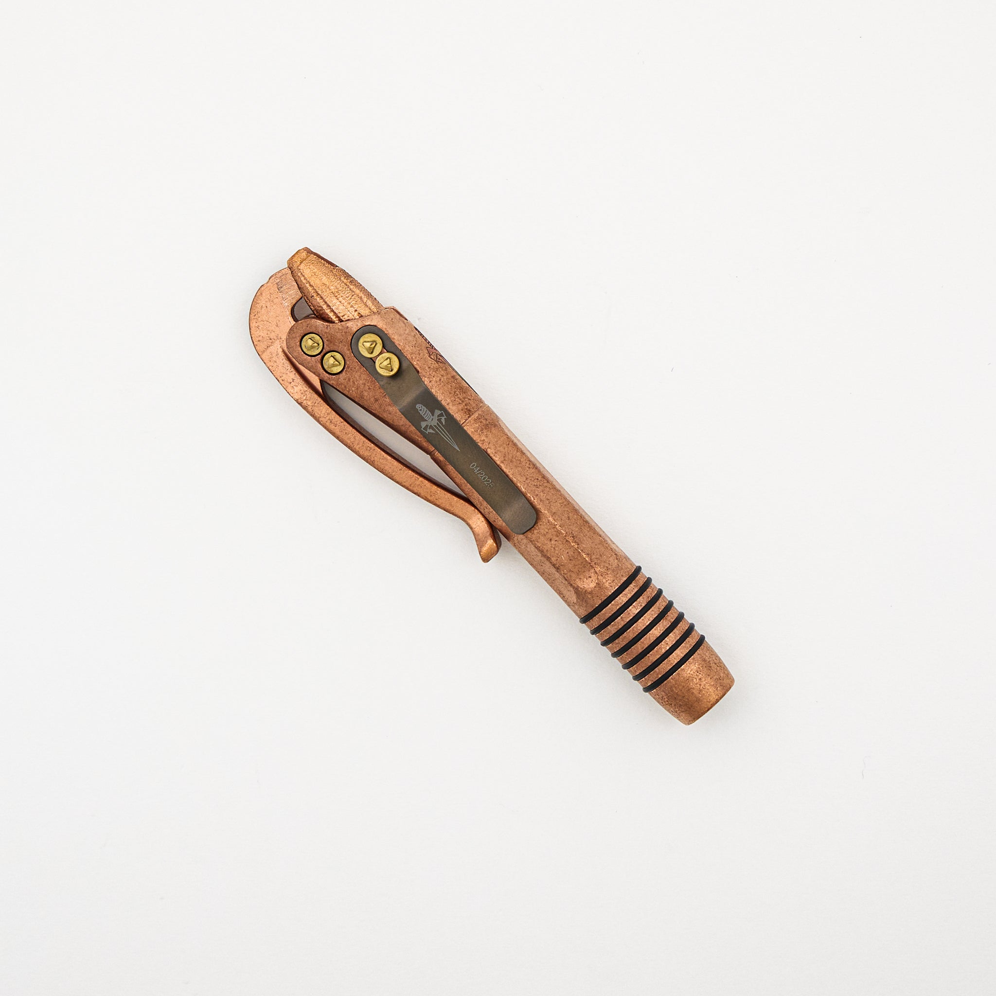 Marfione Custom Knives Siphon II - Cryo Ice Copper W/ Cryo Ice Copper Lever - Orange Peel Copper W/ Bronze Titanium Hardware