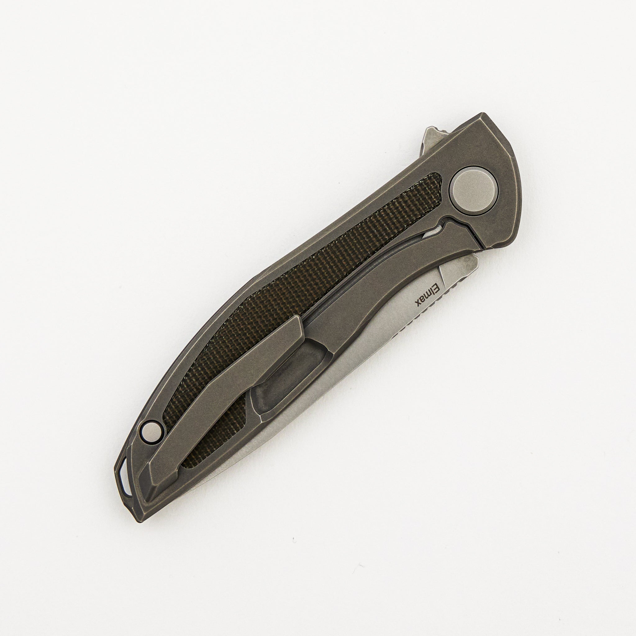 NeOn NL - Elmax Blade - Titanium/Green Canvas Micarta Handle - MRBS